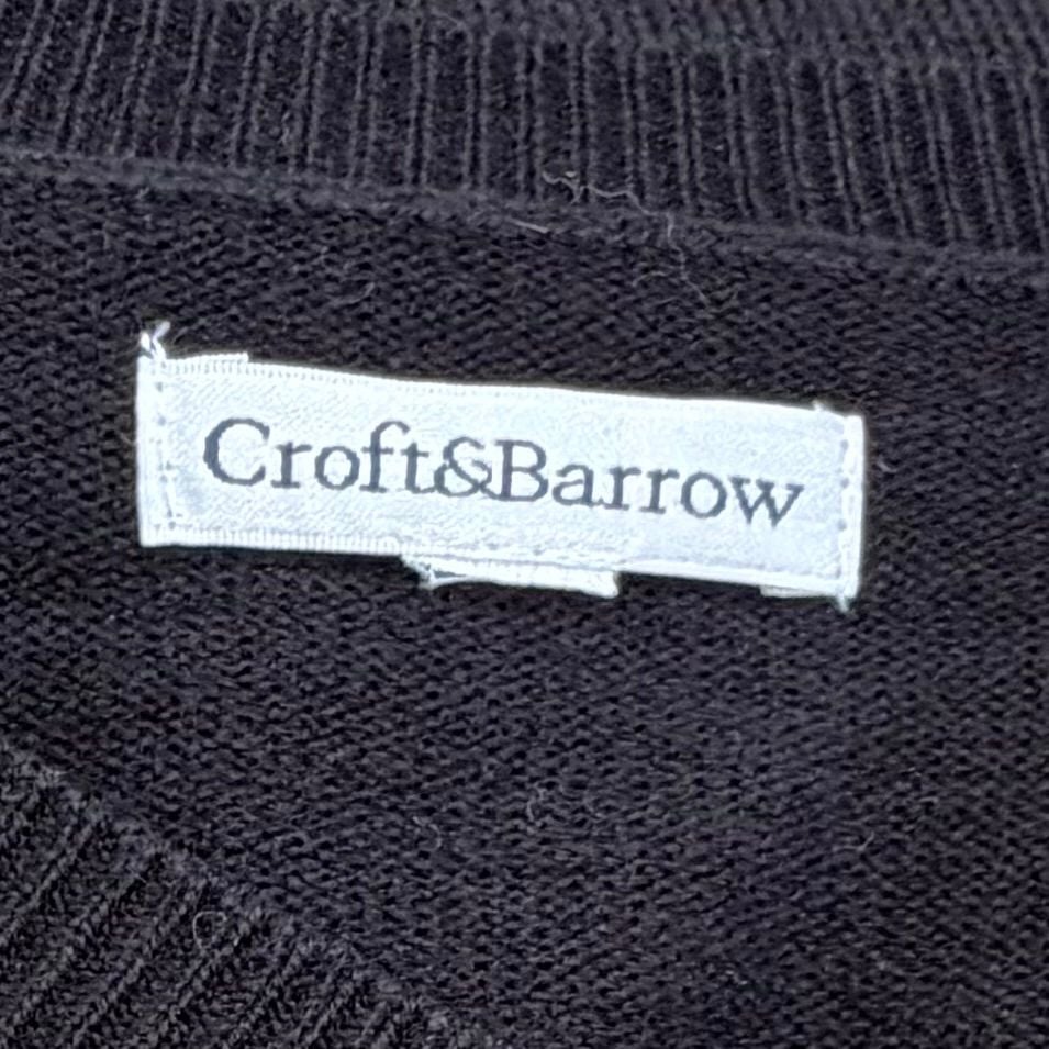 Croft & Barrow Argyle Cardigan Sweater Black White Gray Size Large 4