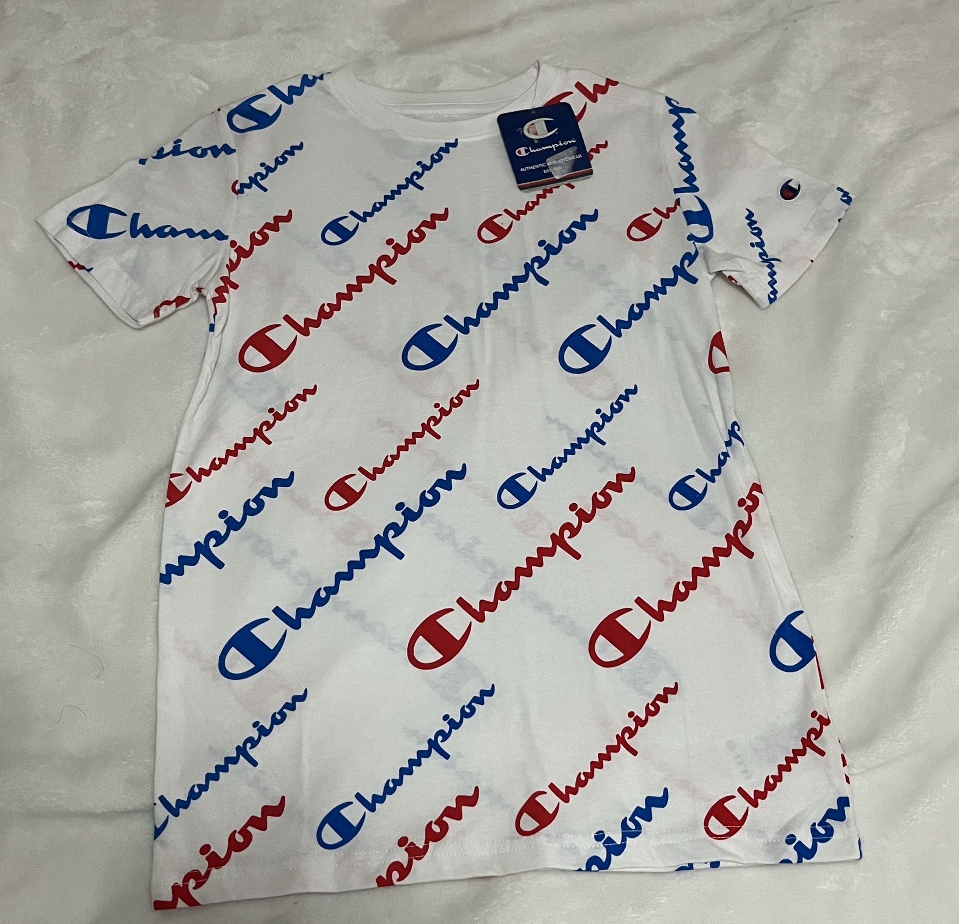 Champion All-Over Logo T-Shirt Size S White 2