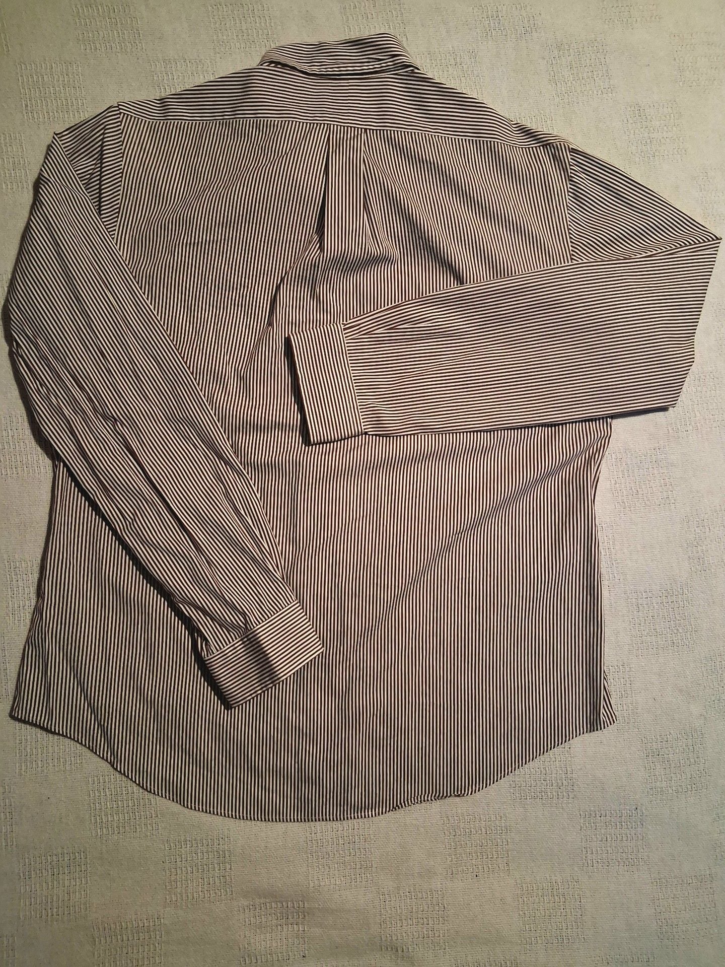 Ralph Lauren Button Down Shirt Custom Fit Brown Striped Long Sleeve size L 8