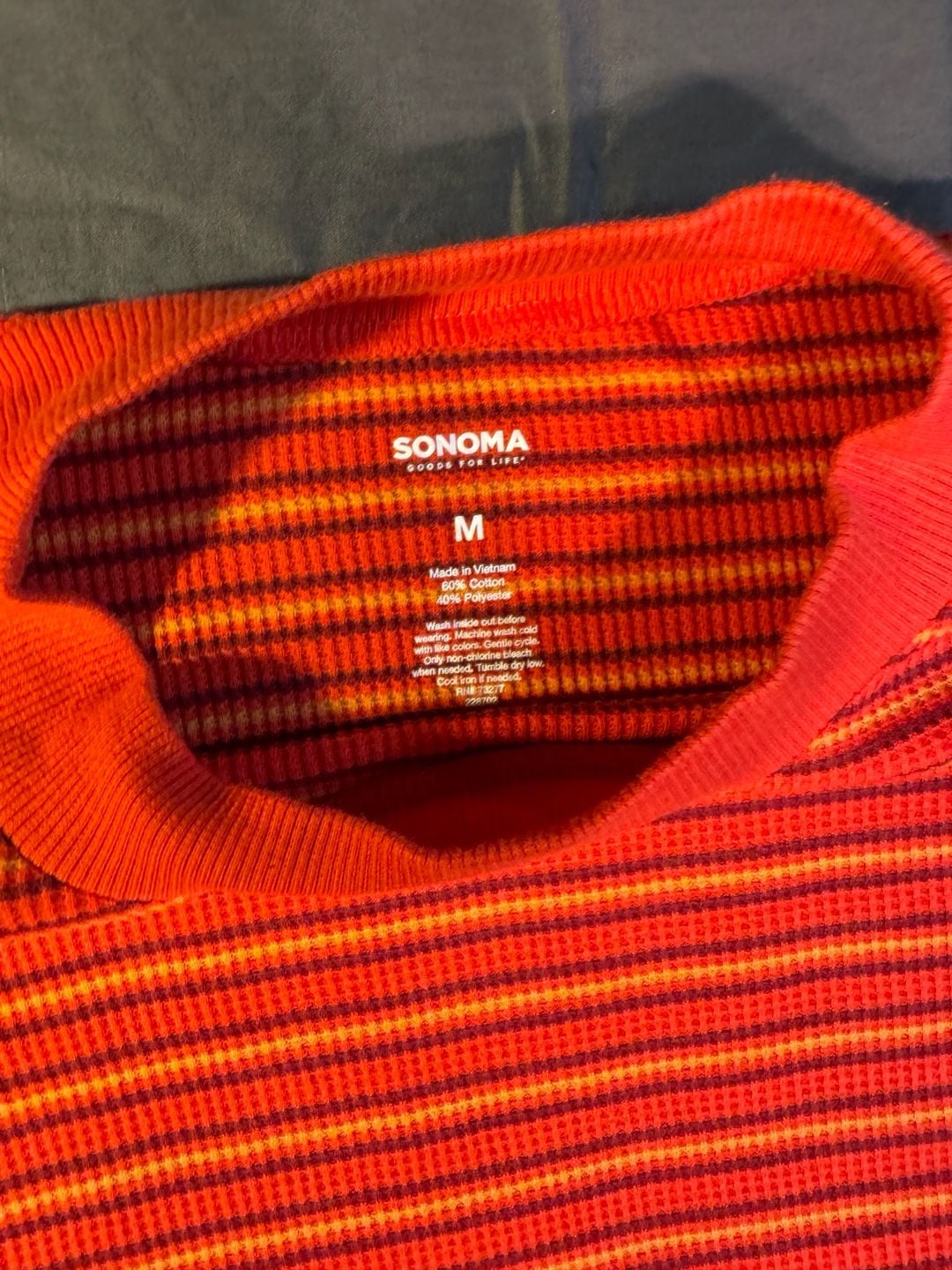 Sonoma Goods For Life Striped Thermal Long Sleeve Shirt Size M 4