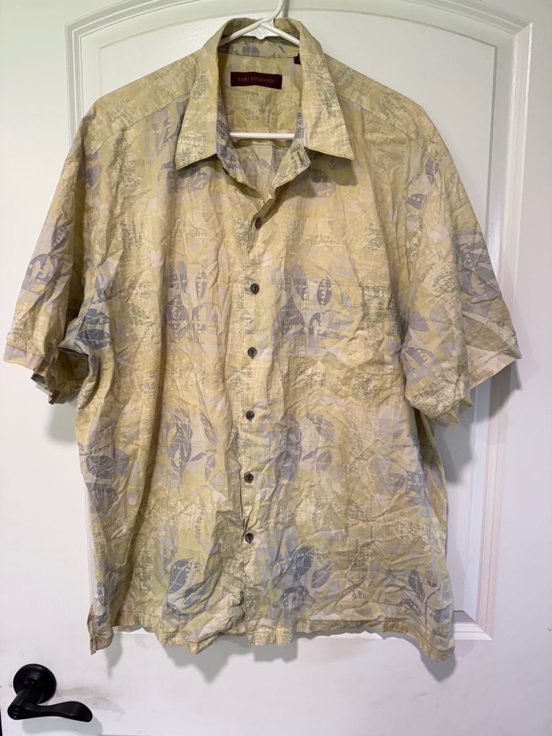 Tropical Hawaiian Aloha Shirt Abstract Floral Coastal Grandpa Men's Size 2XL 2