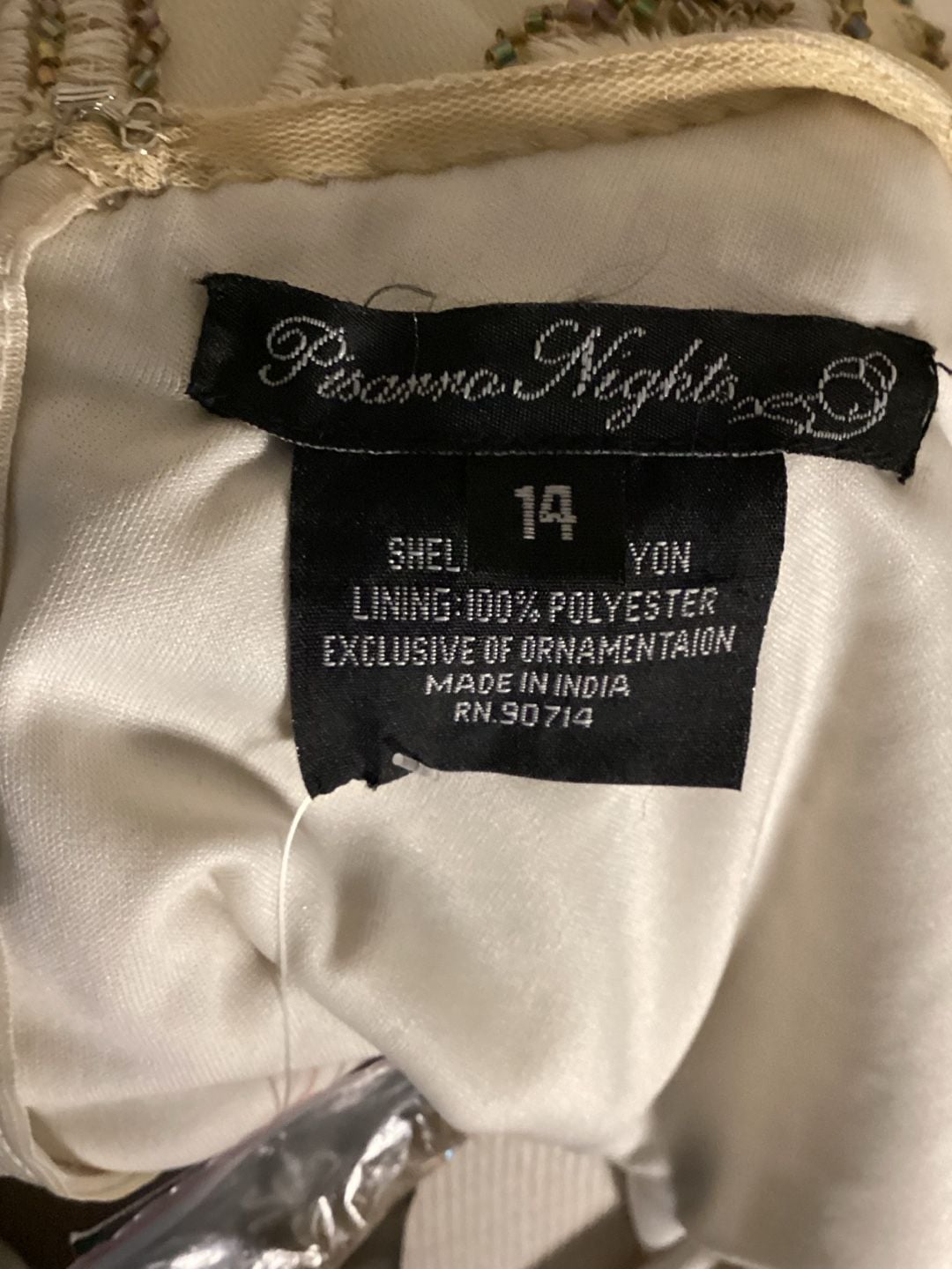 Pisarro Nights Beaded Dress Size 14 Champagne Cream Short Cocktail 3