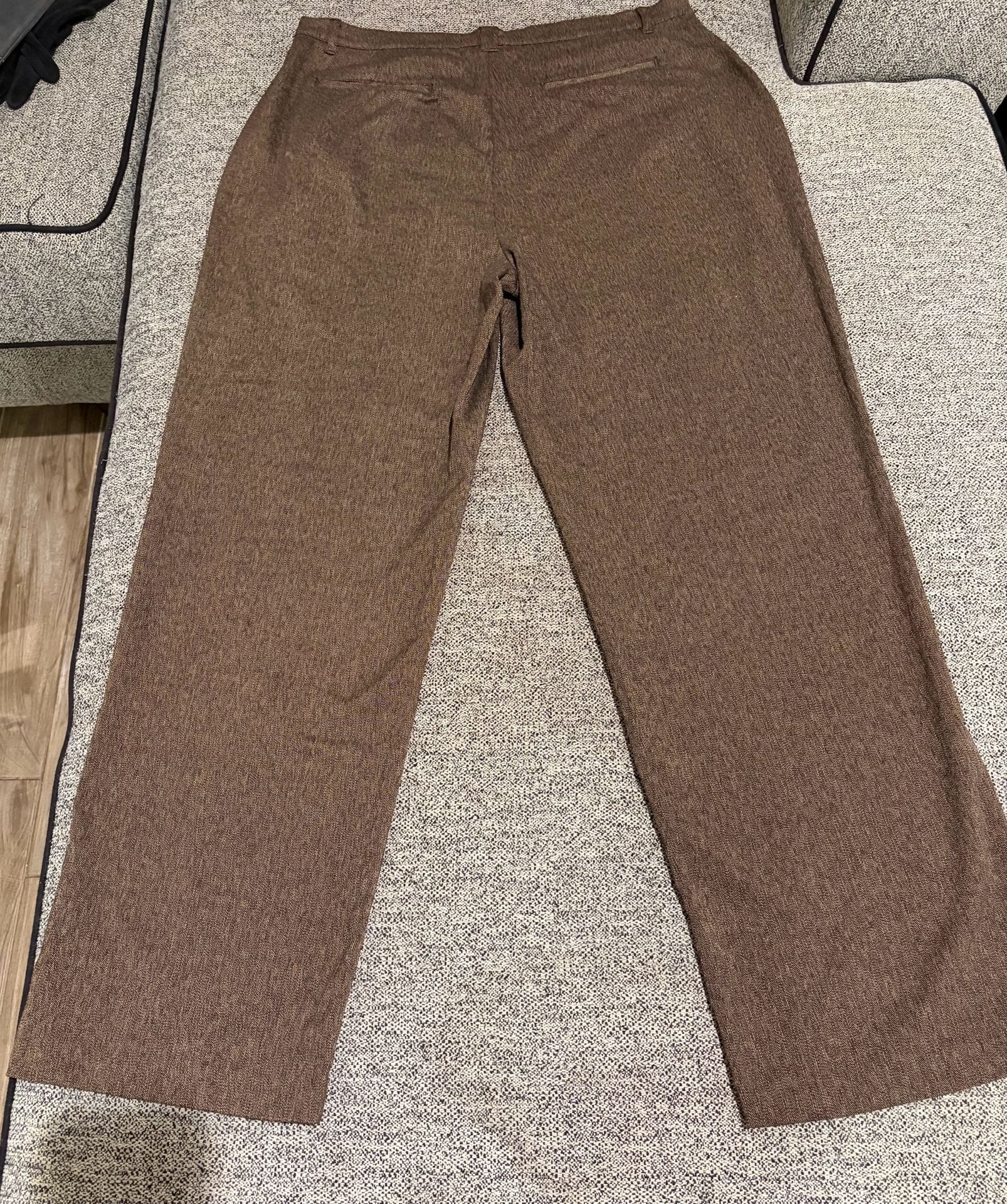 Van Heusen Women Stretch Pants Size 16 Brown Herringbone 3