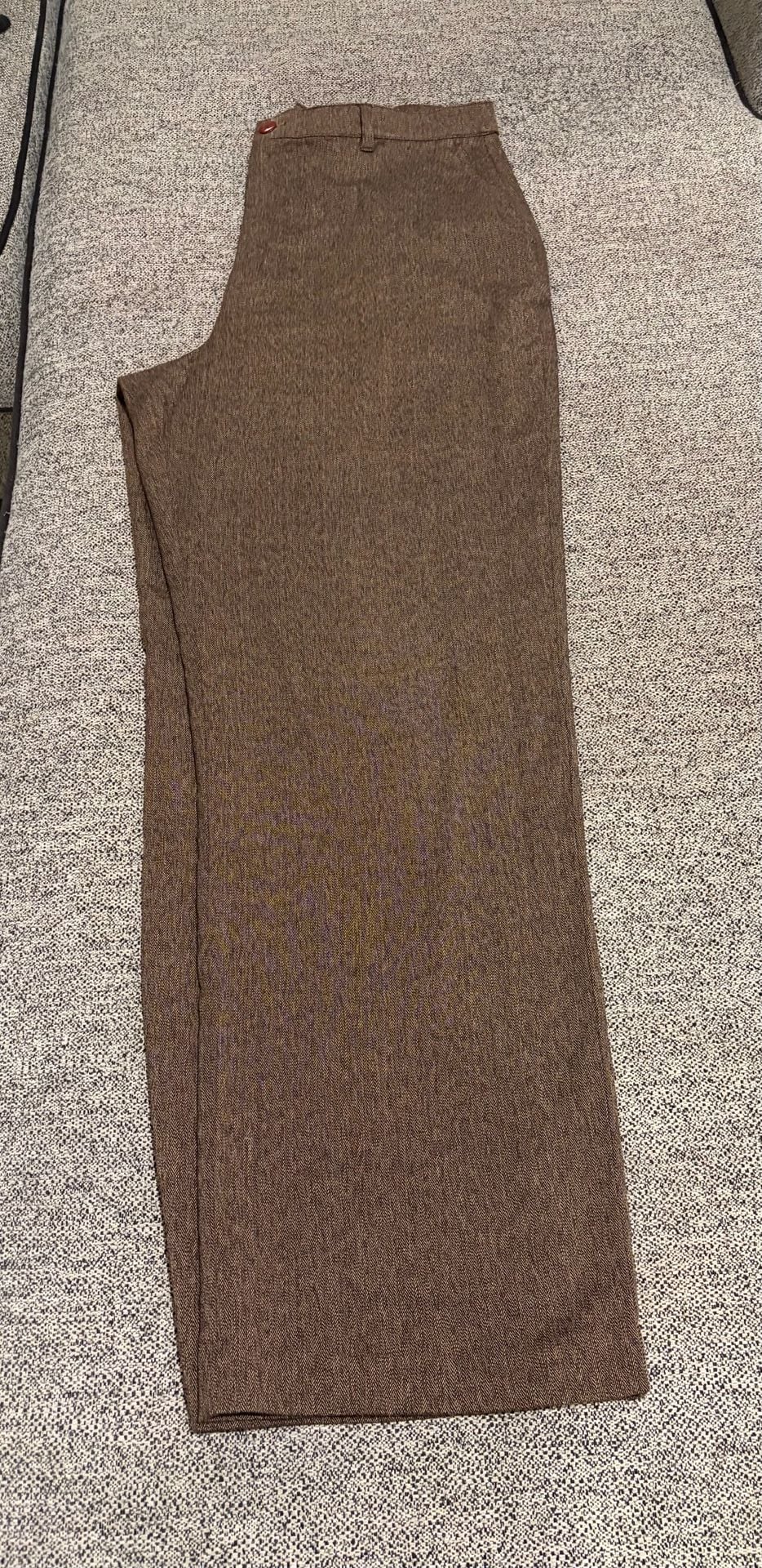 Van Heusen Women Stretch Pants Size 16 Brown Herringbone 6