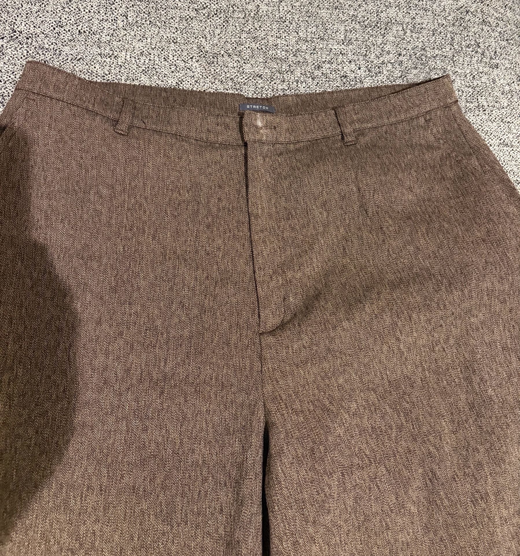 Van Heusen Women Stretch Pants Size 16 Brown Herringbone 7