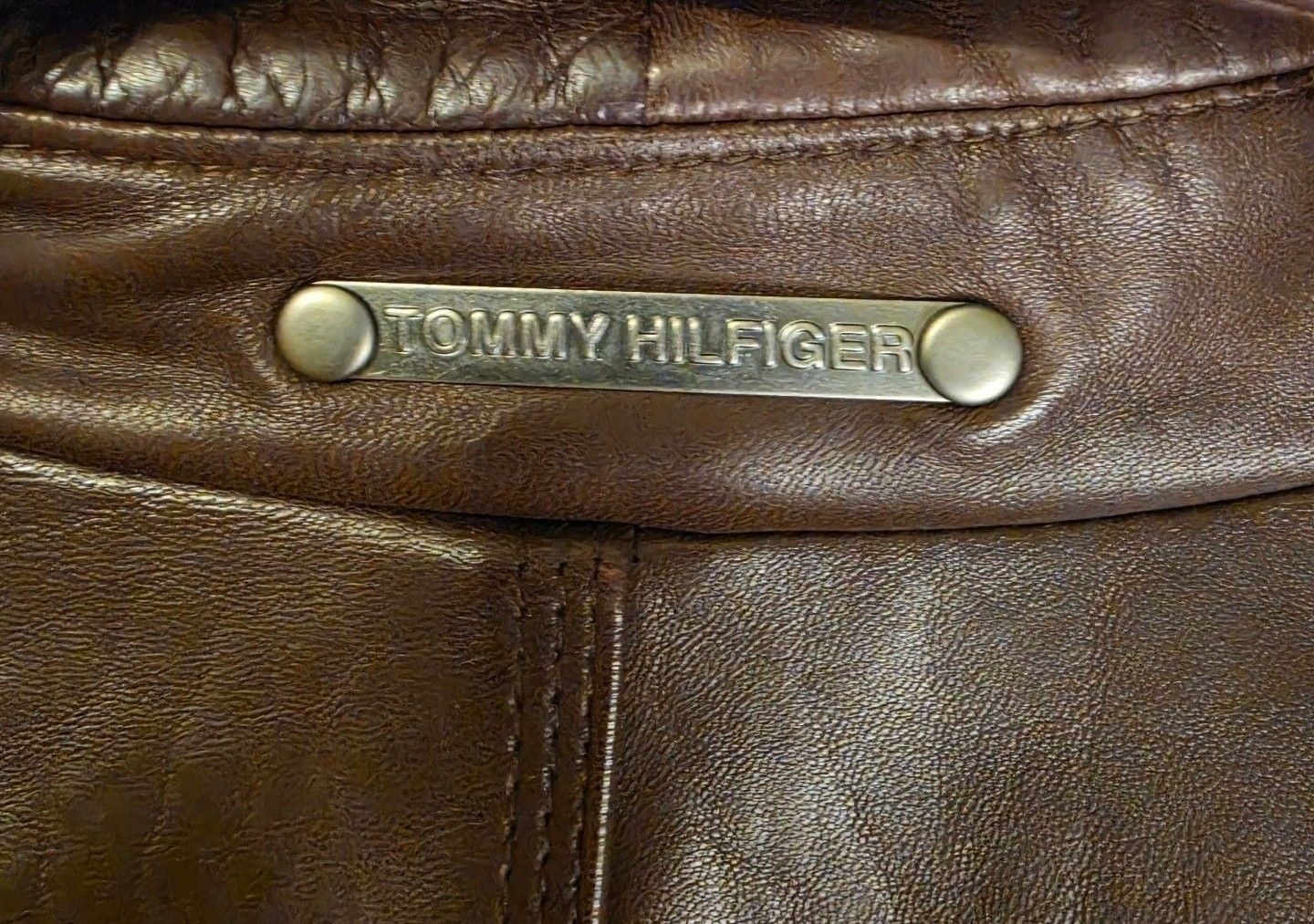 Tommy Hilfiger Leather Jacket Size L Brown 8