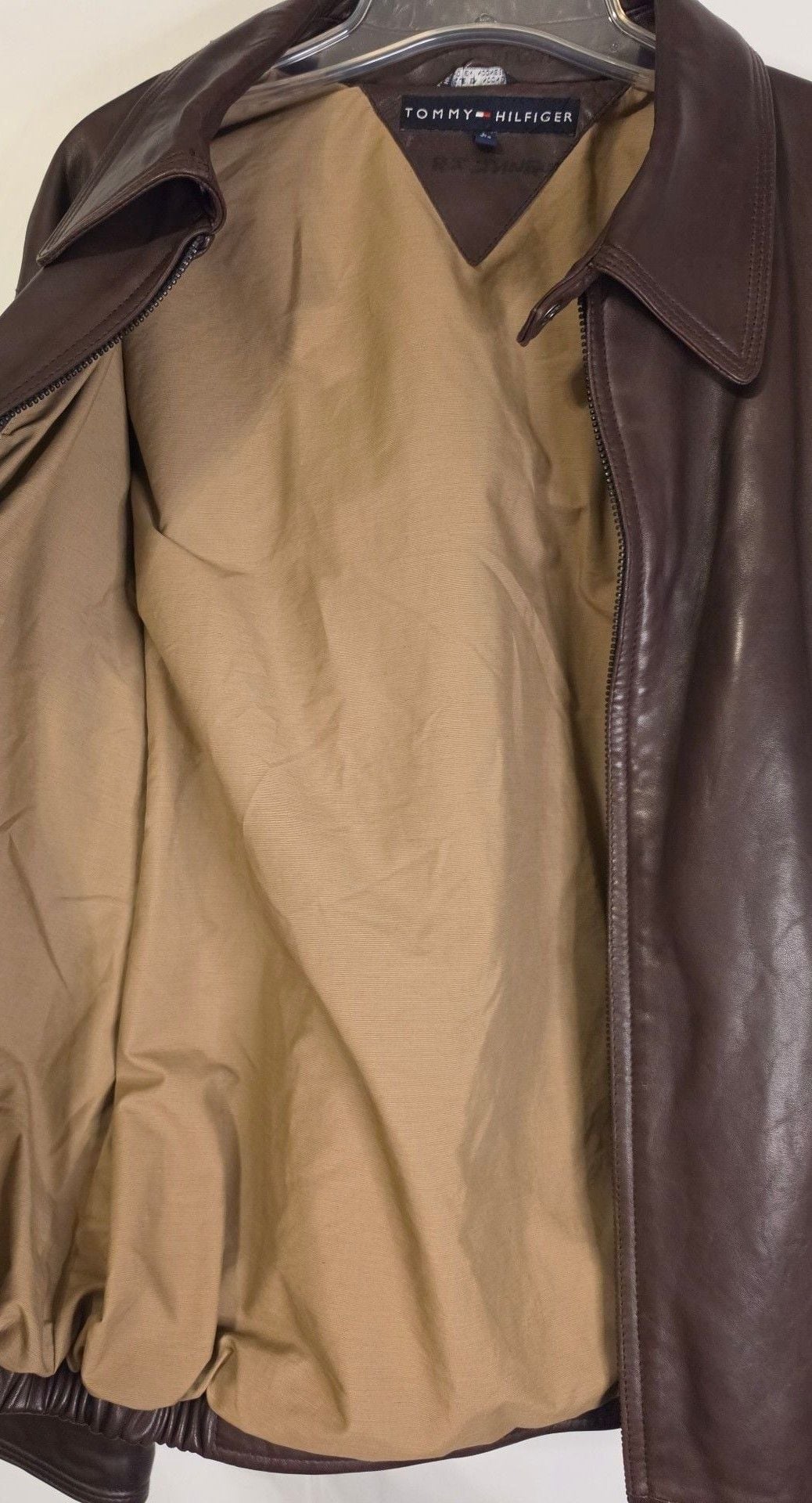 Tommy Hilfiger Leather Jacket Size L Brown 9