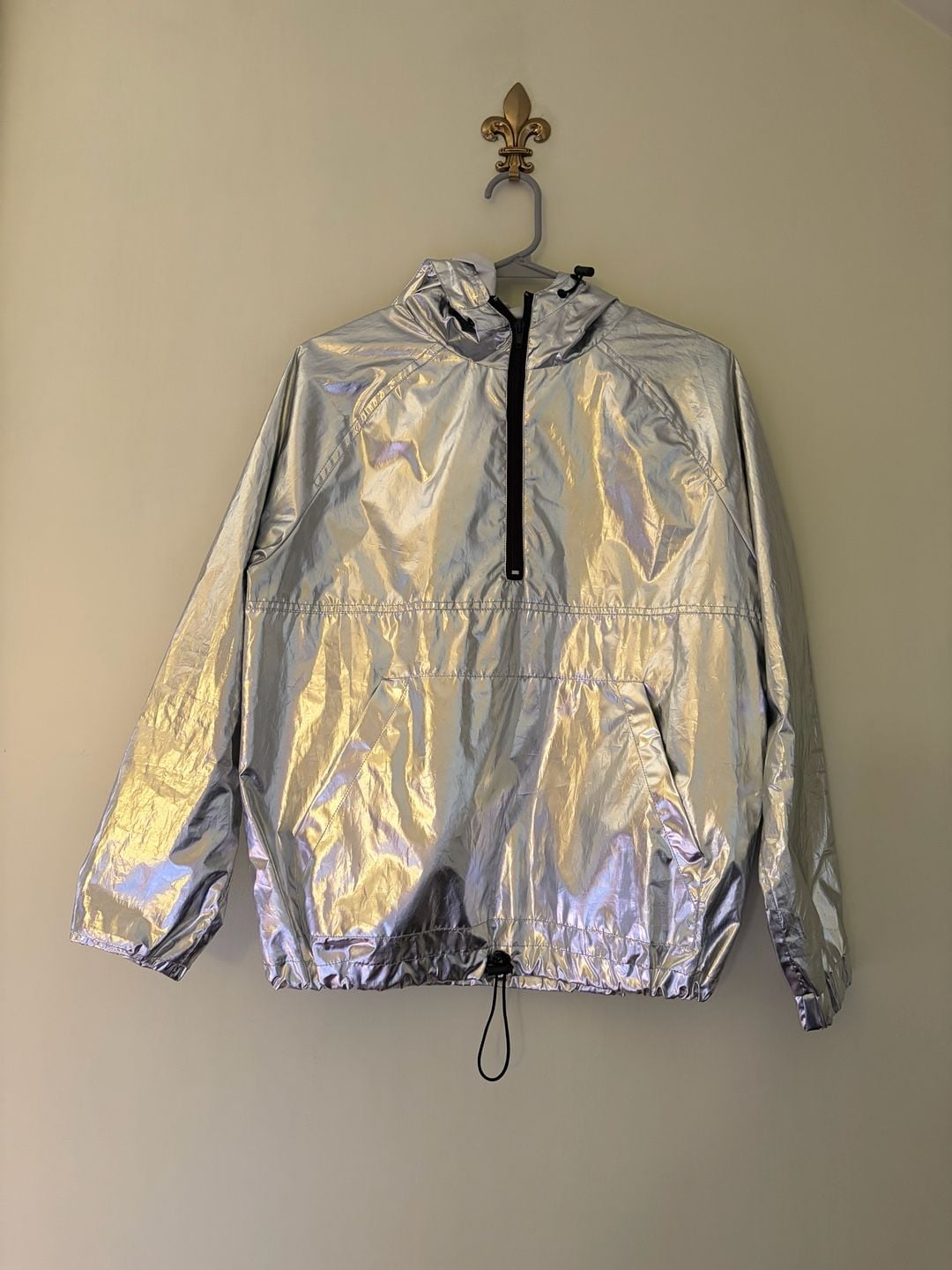 Forever 21 Metallic Silver Anorak Jacket Size S 2