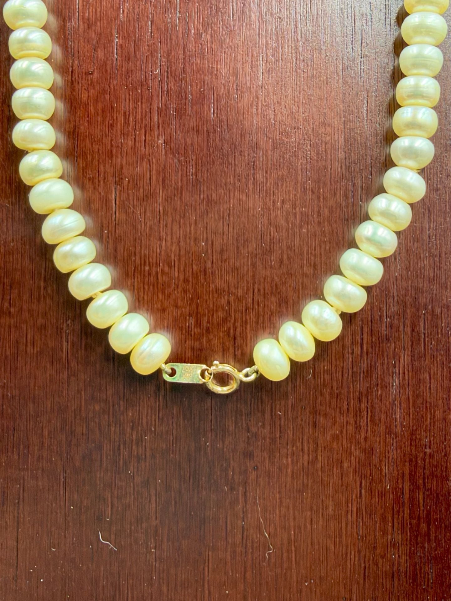 10K Yellow Gold Genuine Freshwater Pearl Strand Necklace 3