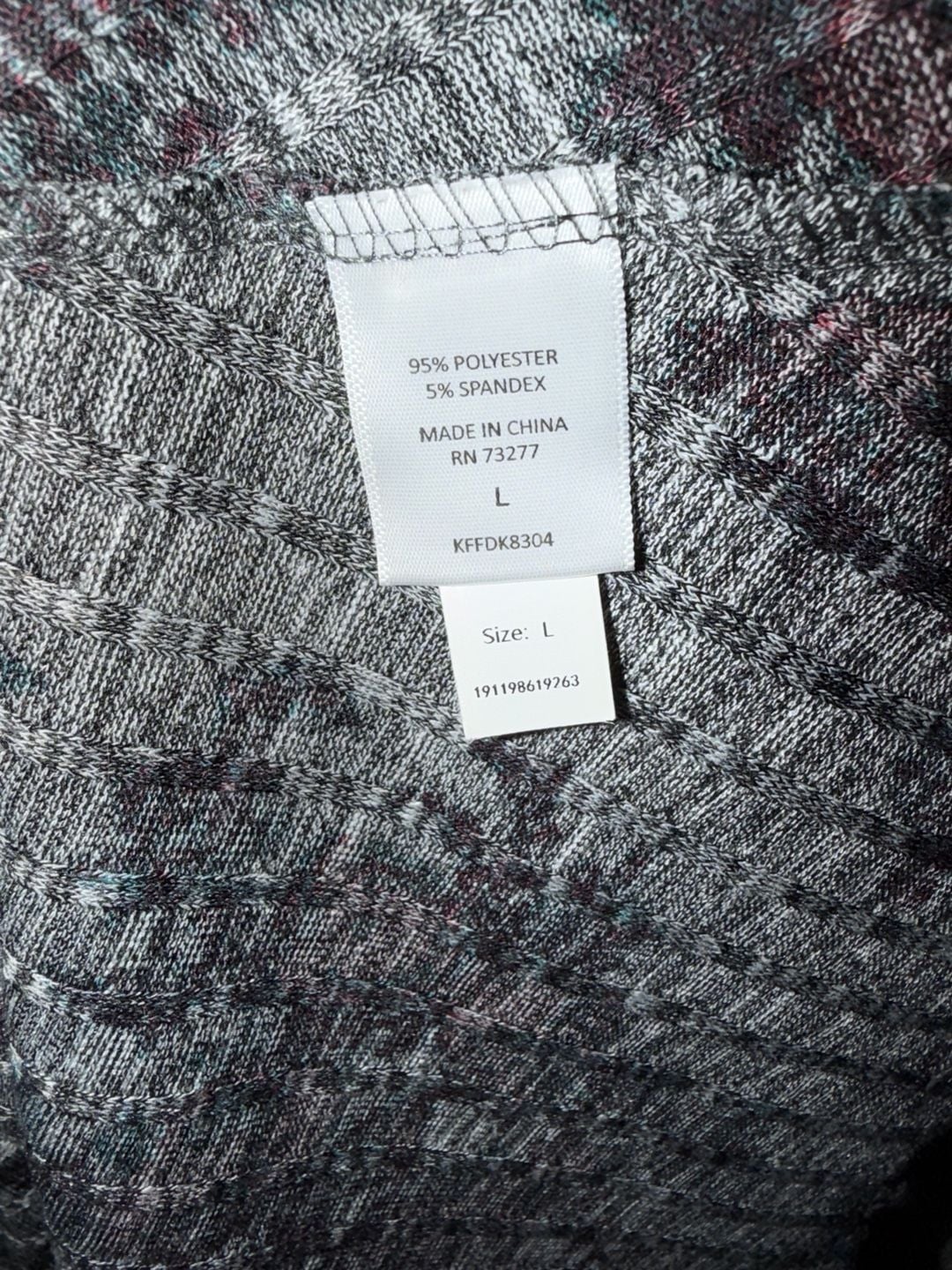 Love, Fire Floral Dress Size L Gray Burgundy Long Sleeve Bell Sleeve 7