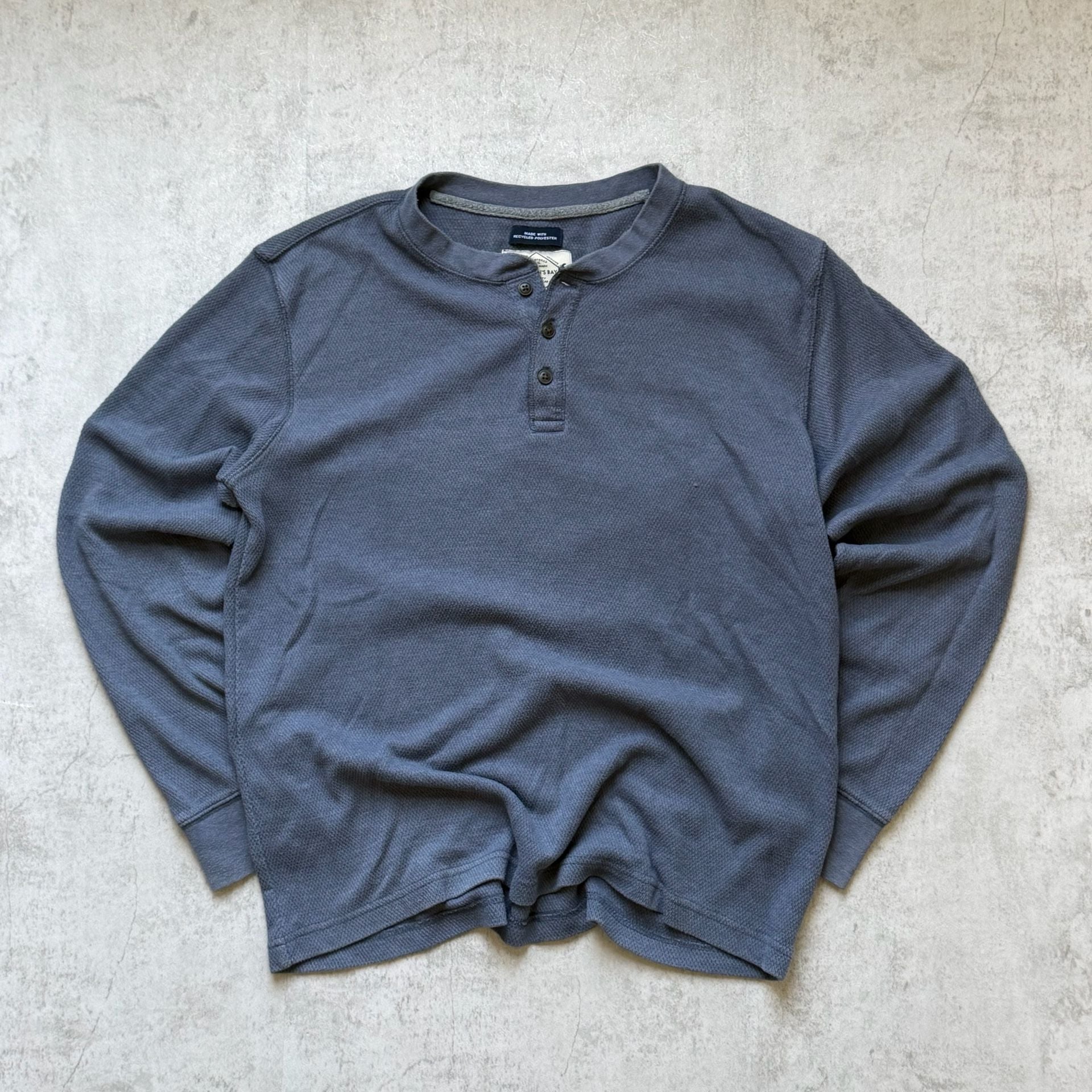 St. John's Bay Waffle Knit Henley Size XL Blue Long Sleeve Shirt 3