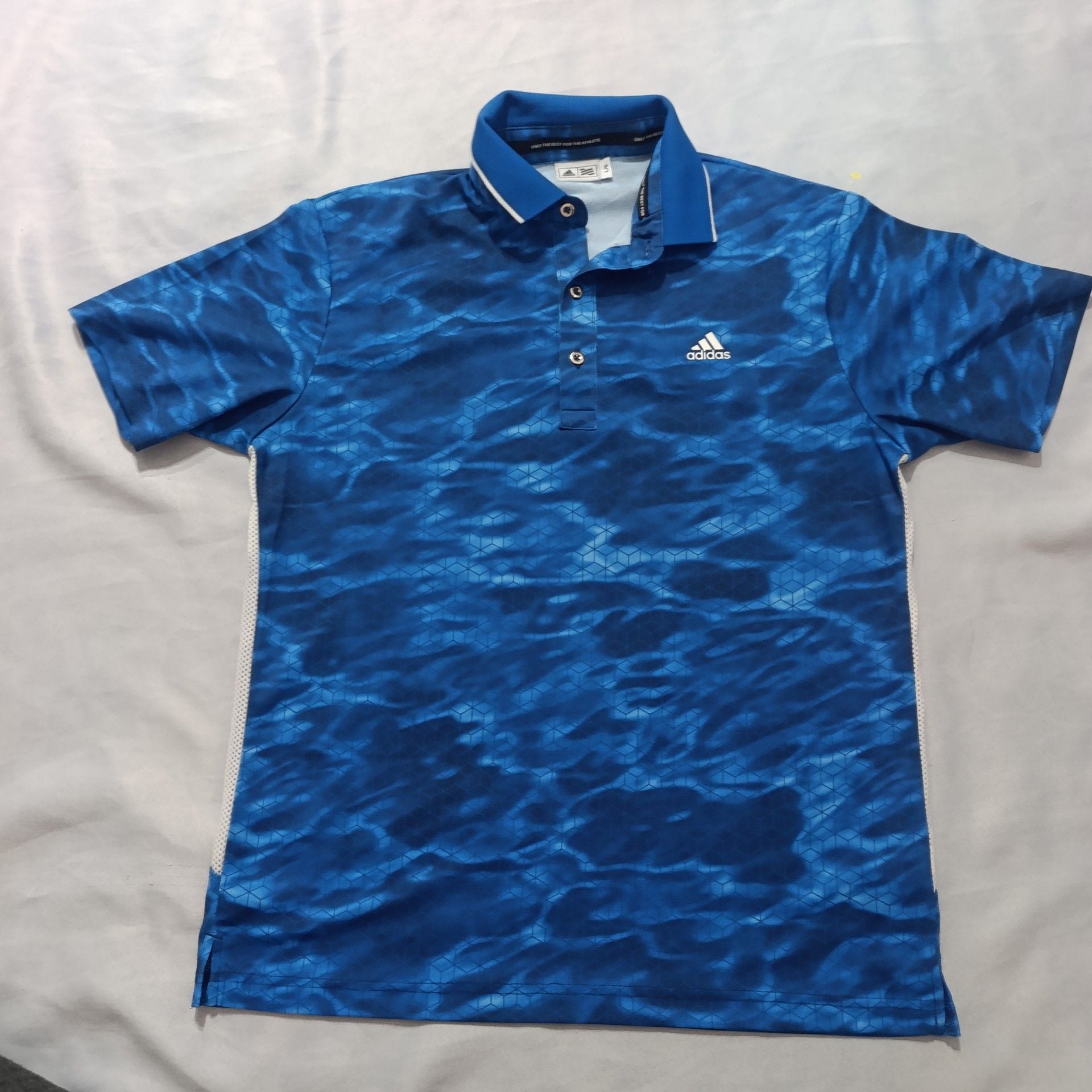 Adidas Golf Polo Shirt Size L Blue Pattern Athletic 2