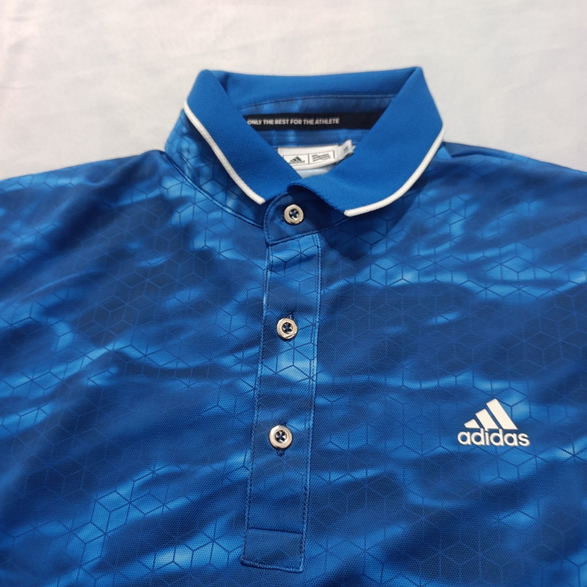 Adidas Golf Polo Shirt Size L Blue Pattern Athletic 4