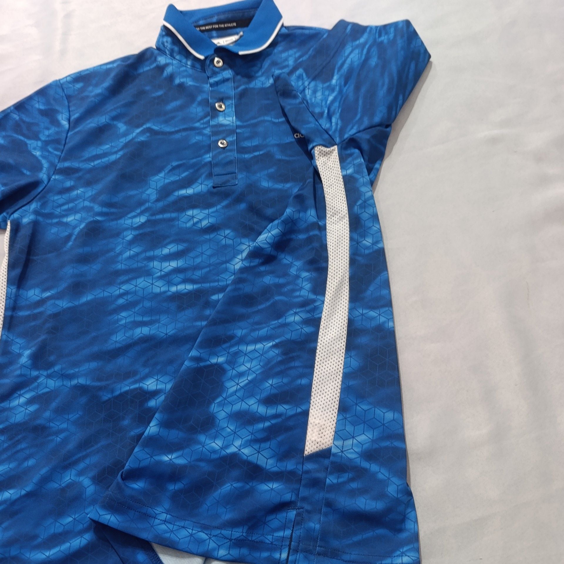 Adidas Golf Polo Shirt Size L Blue Pattern Athletic 5