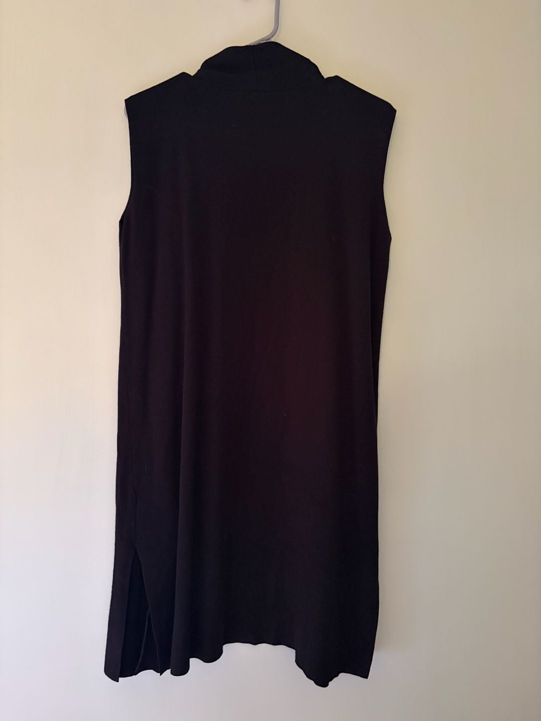genx Long Vest Size S Black Open Front Sleeveless Cardigan 6