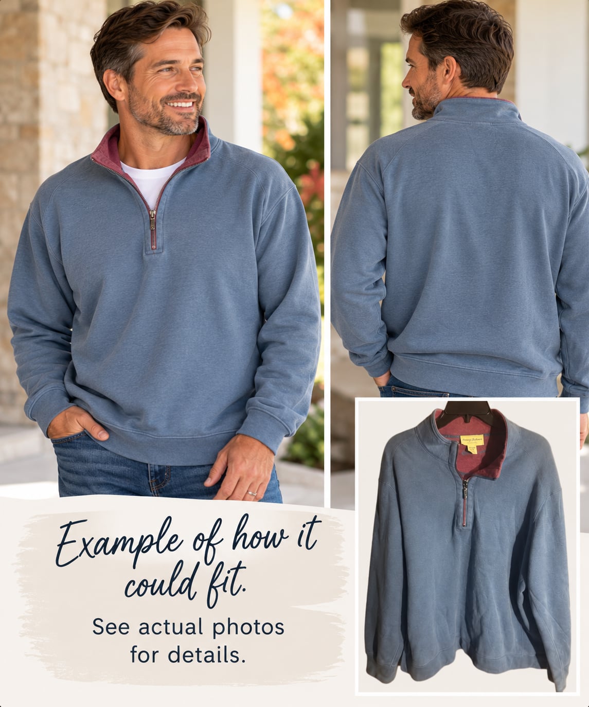 Tommy Bahama Men’s XL Quarter Zip Pullover Sweatshirt 2