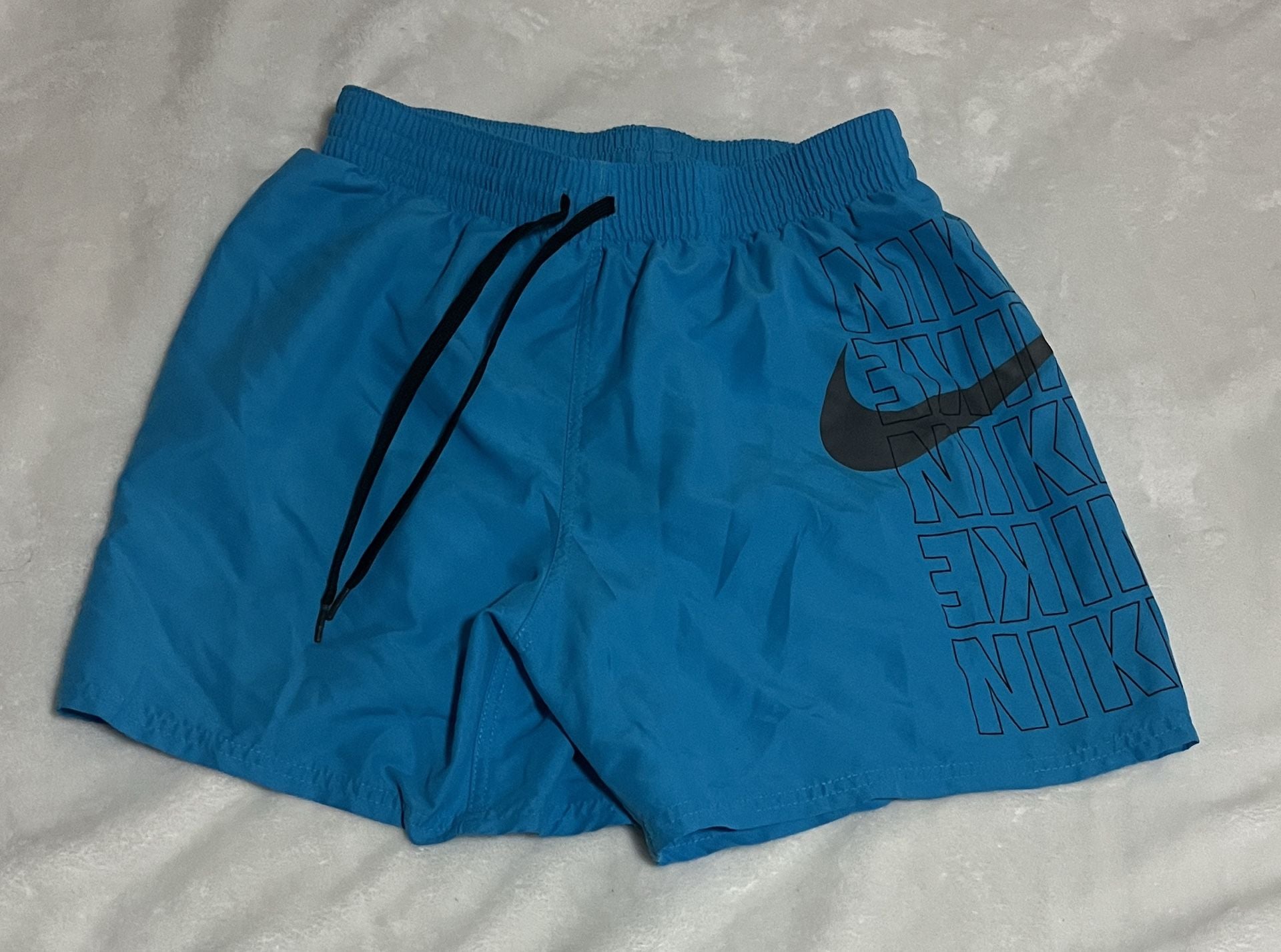 Nike Swim Shorts Size M Blue Logo Graphic Drawstring 2
