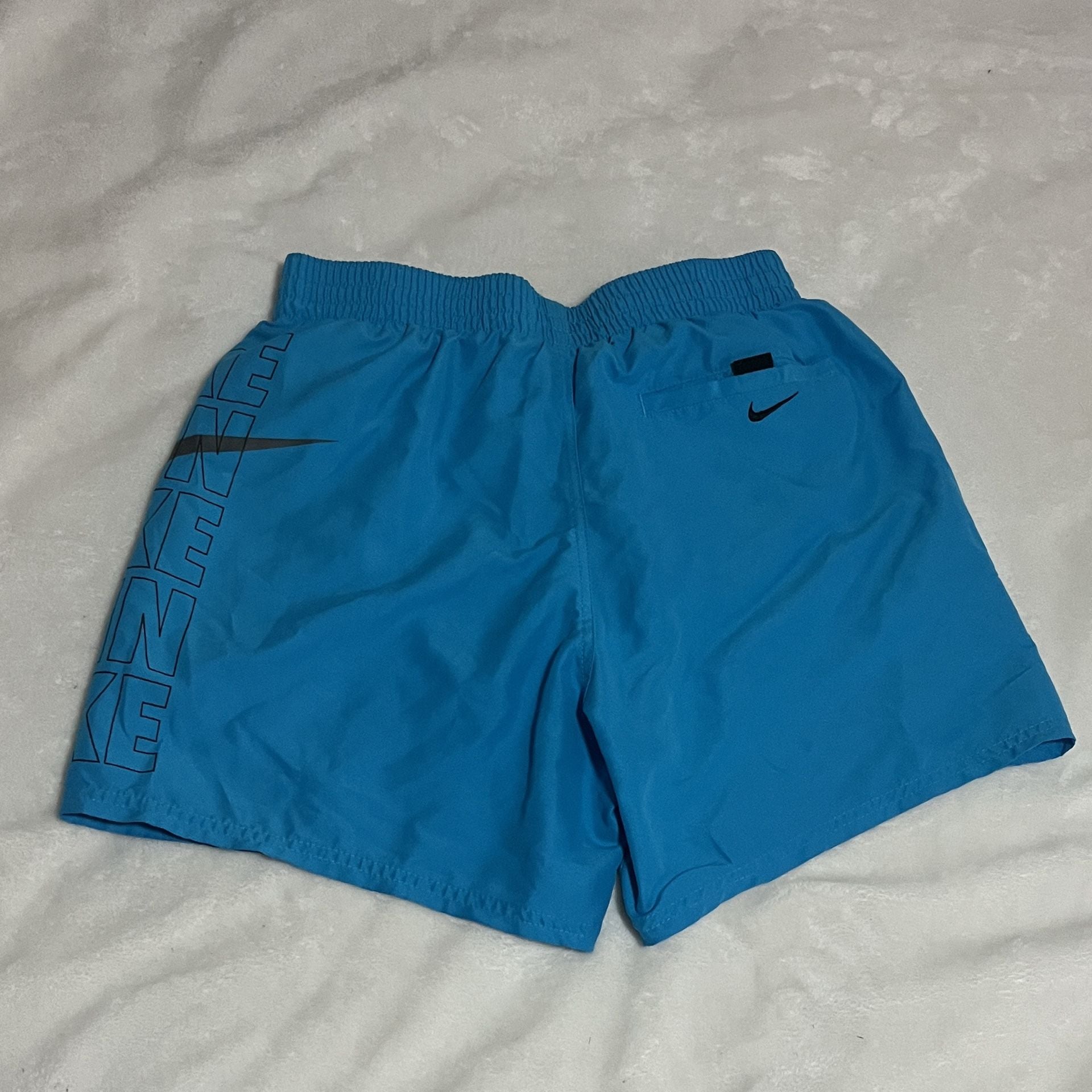 Nike Swim Shorts Size M Blue Logo Graphic Drawstring 3