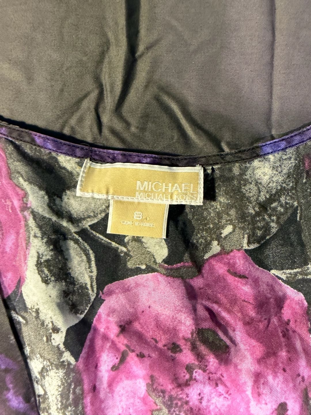 Michael Kors Floral Sleeveless Blouse Size 8 Purple Black Rose Tank Top 3