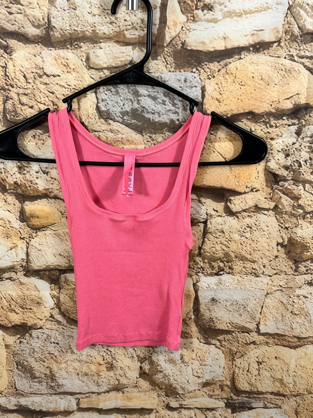 SKIMS Cotton Rib Tank Top Size XXS/XS Pink Crop Scoop Neck 2