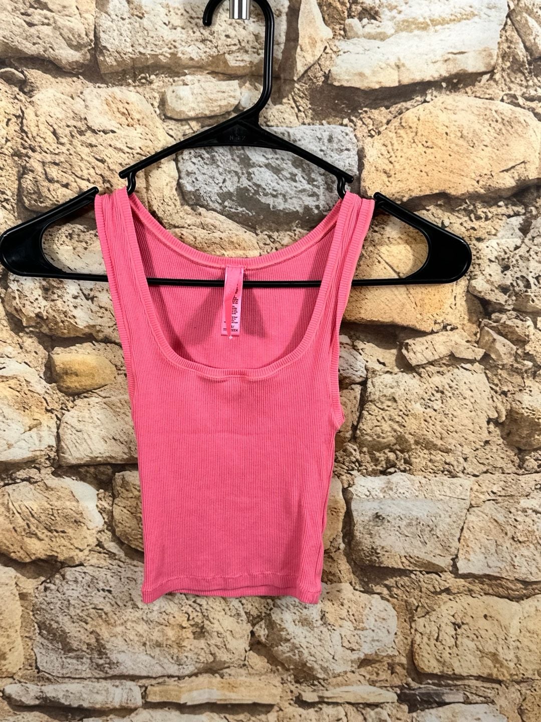 SKIMS Cotton Rib Tank Top Size XXS/XS Pink Crop Scoop Neck 3
