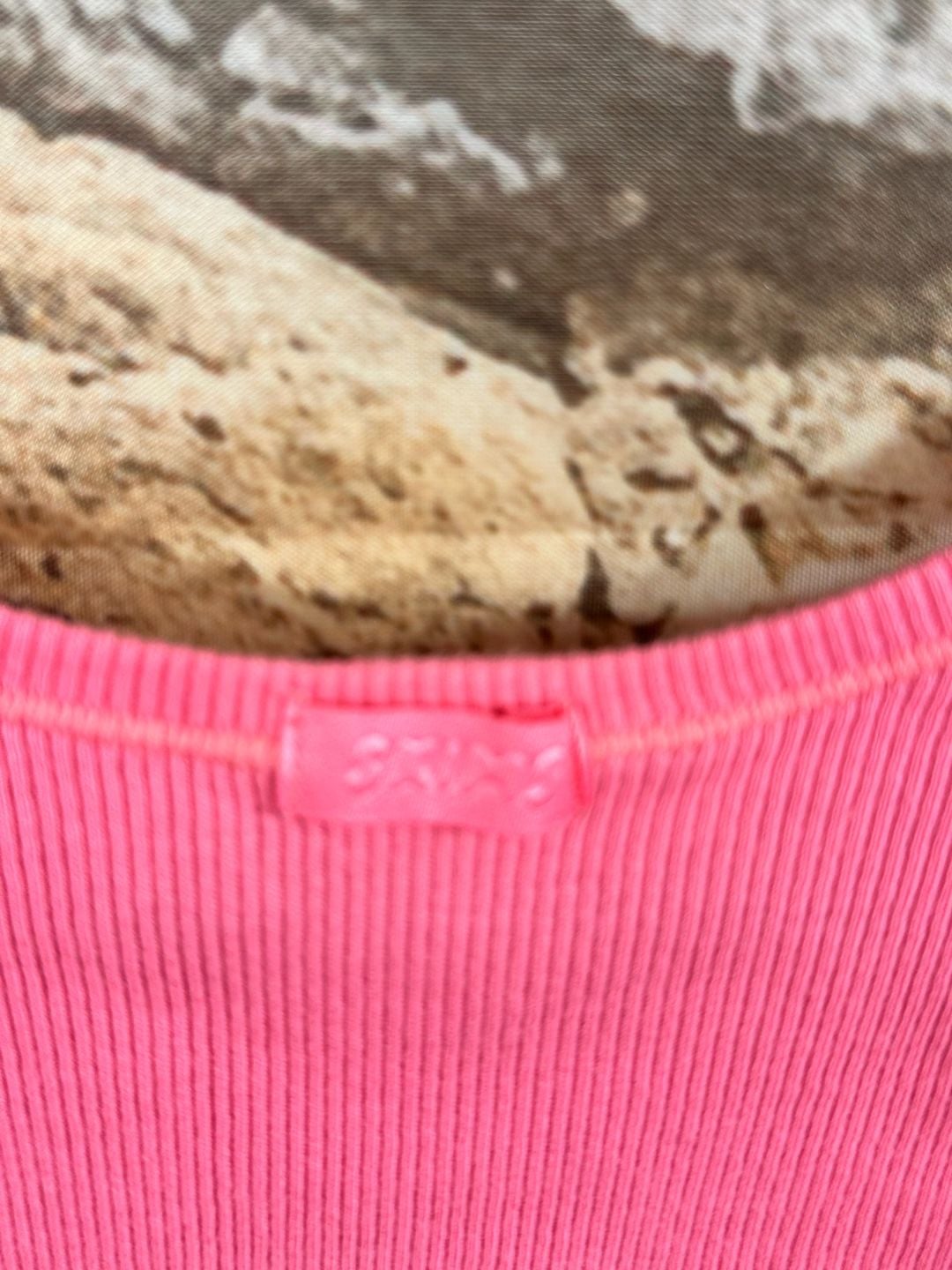 SKIMS Cotton Rib Tank Top Size XXS/XS Pink Crop Scoop Neck 5