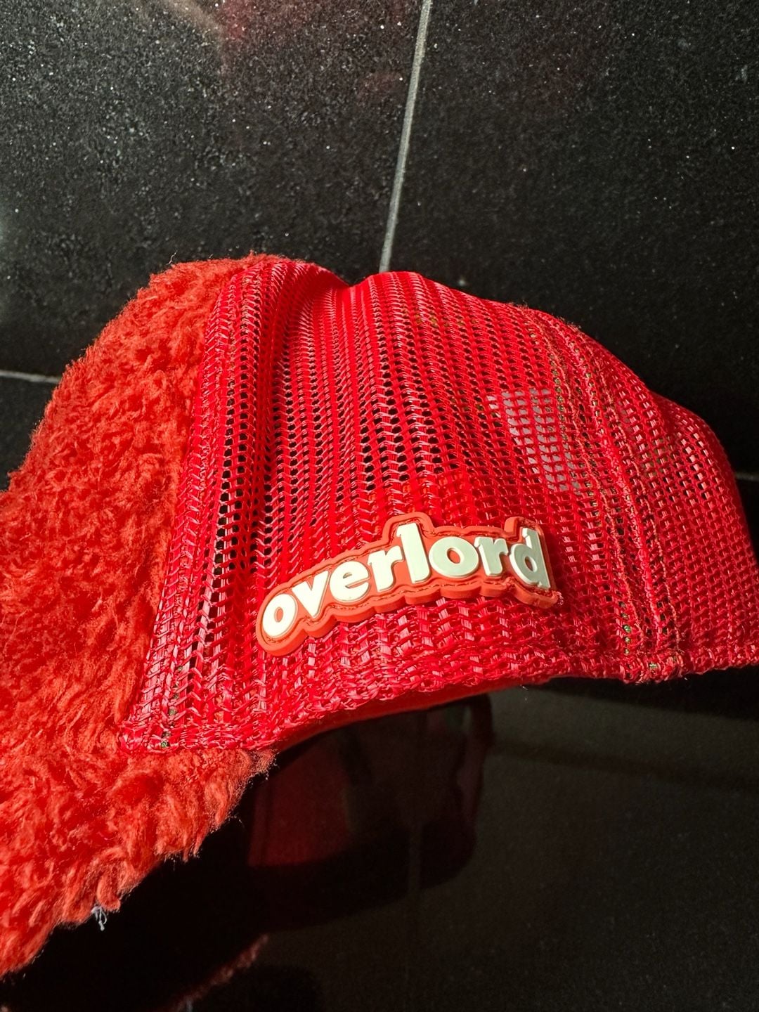 Overlord Sesame Street Elmo Fuzzy Trucker Hat Snapback Red 4