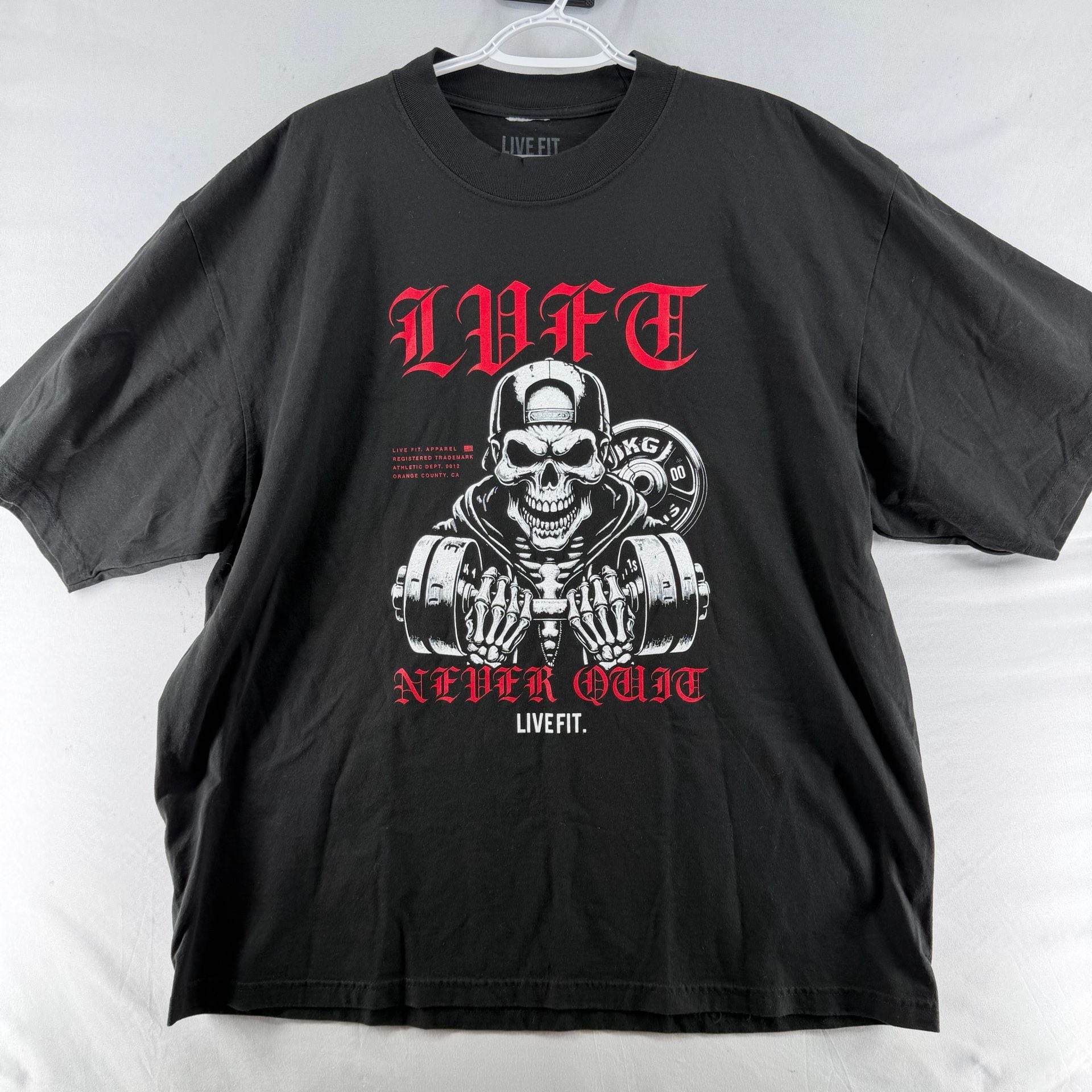 1677 Live Fit Apparel Graphic T-Shirt XL Black Never Quit Size XL 2