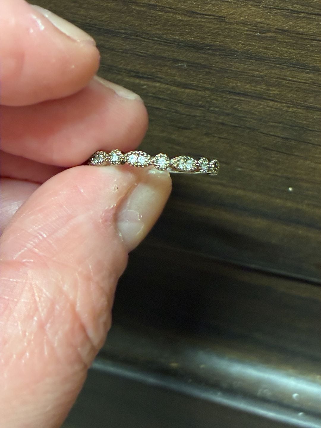 Modern 925 Sterling Silver CZ Milgrain Band Ring 5