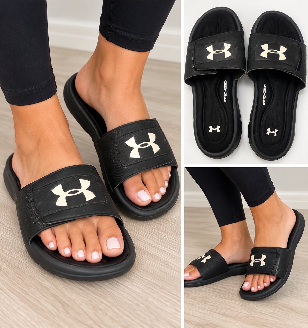 Under Armour Ignite VI Slide Sandals Black White 2