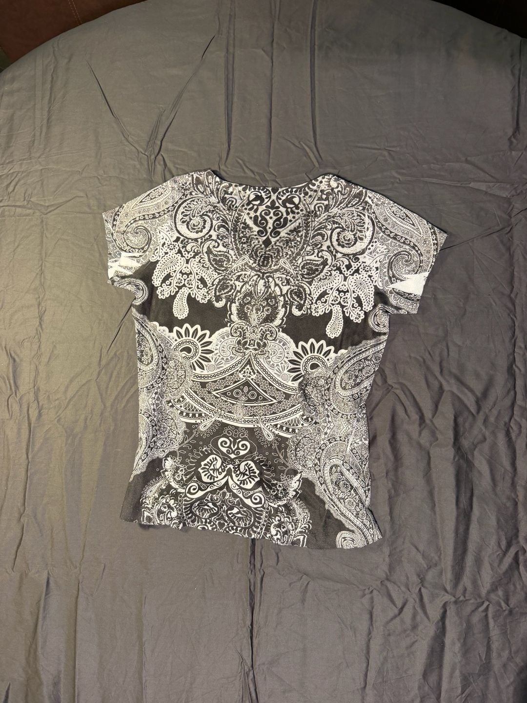 Covington Black White Paisley Blouse Size L 5