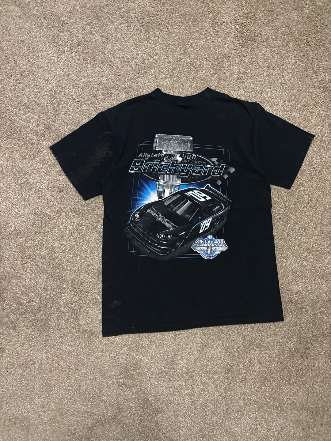 Early 2000s nascar Allstate 400 At The Brickyard T-Shirt Black Graphic Tee 2