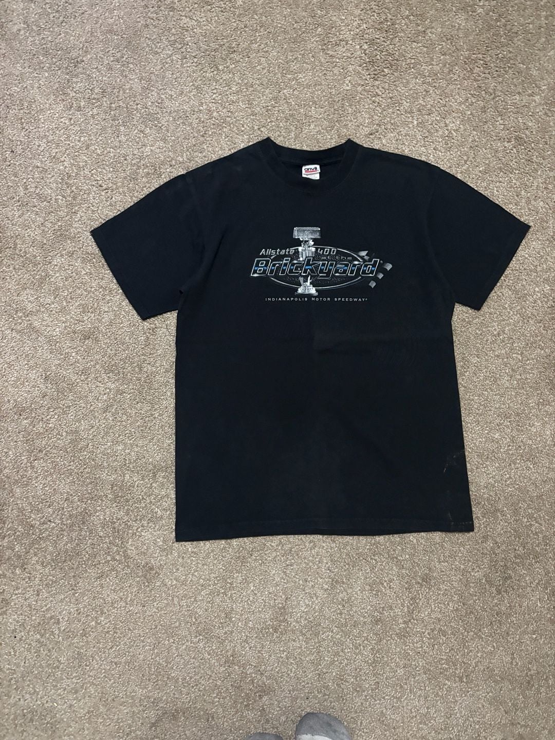 Early 2000s nascar Allstate 400 At The Brickyard T-Shirt Black Graphic Tee 3