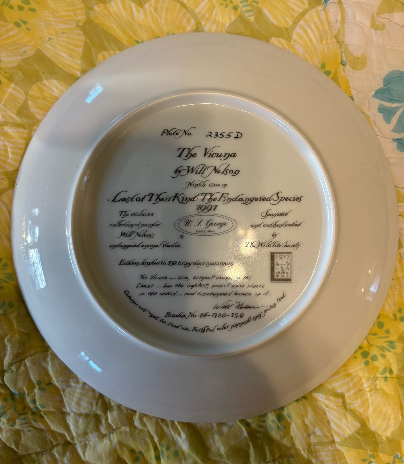 EUC W.J. George Collector Plate The Vicuna Will Nelson Last Of Their Kind 4