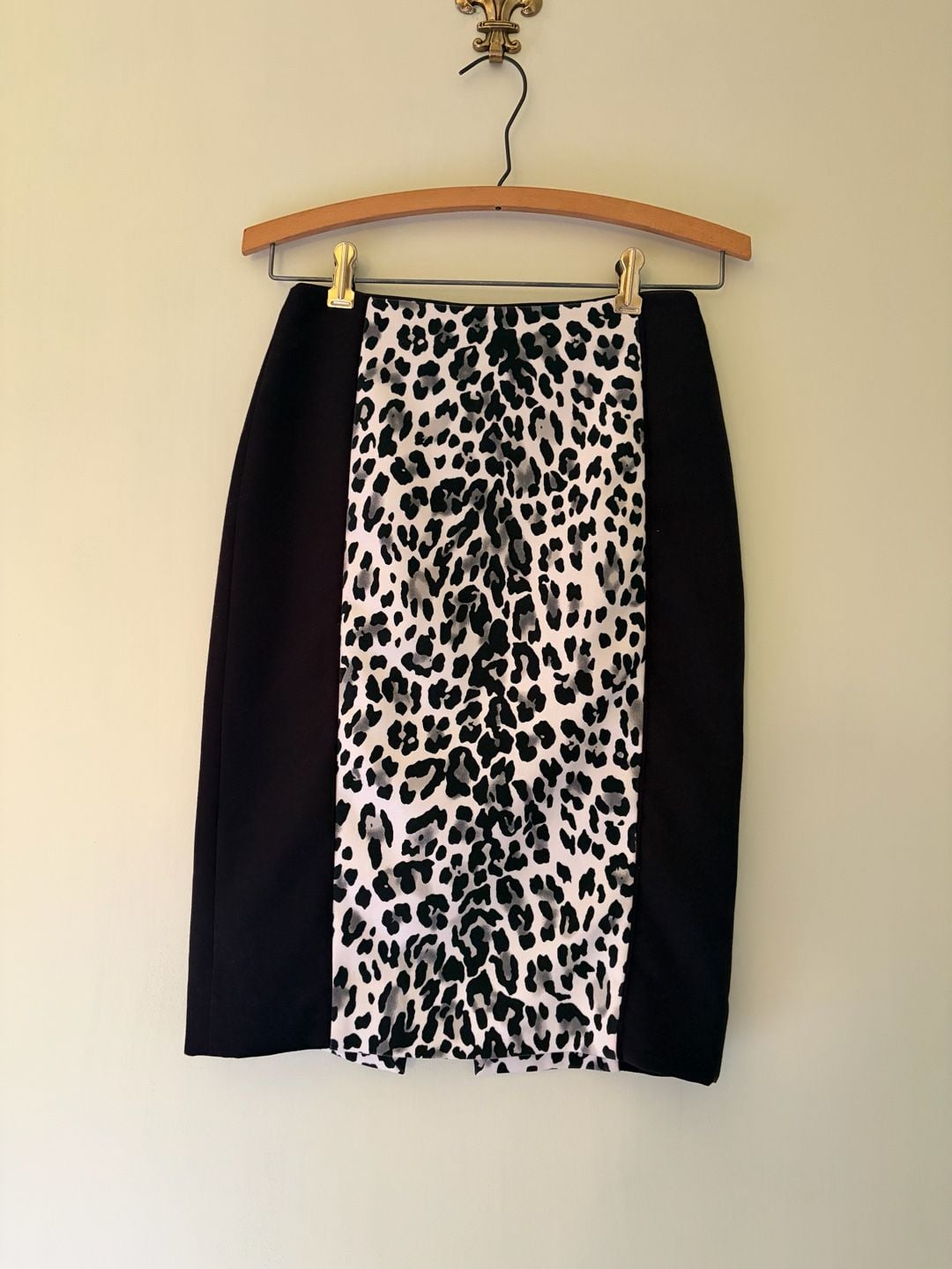 Skirt Pencil Leopard Print Black White 2