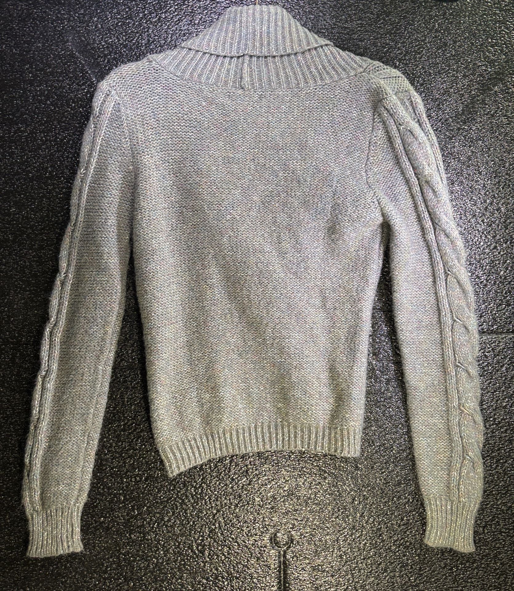 New York & Company Cardigan Sweater Size S Grey Cable Knit Shawl Collar 4
