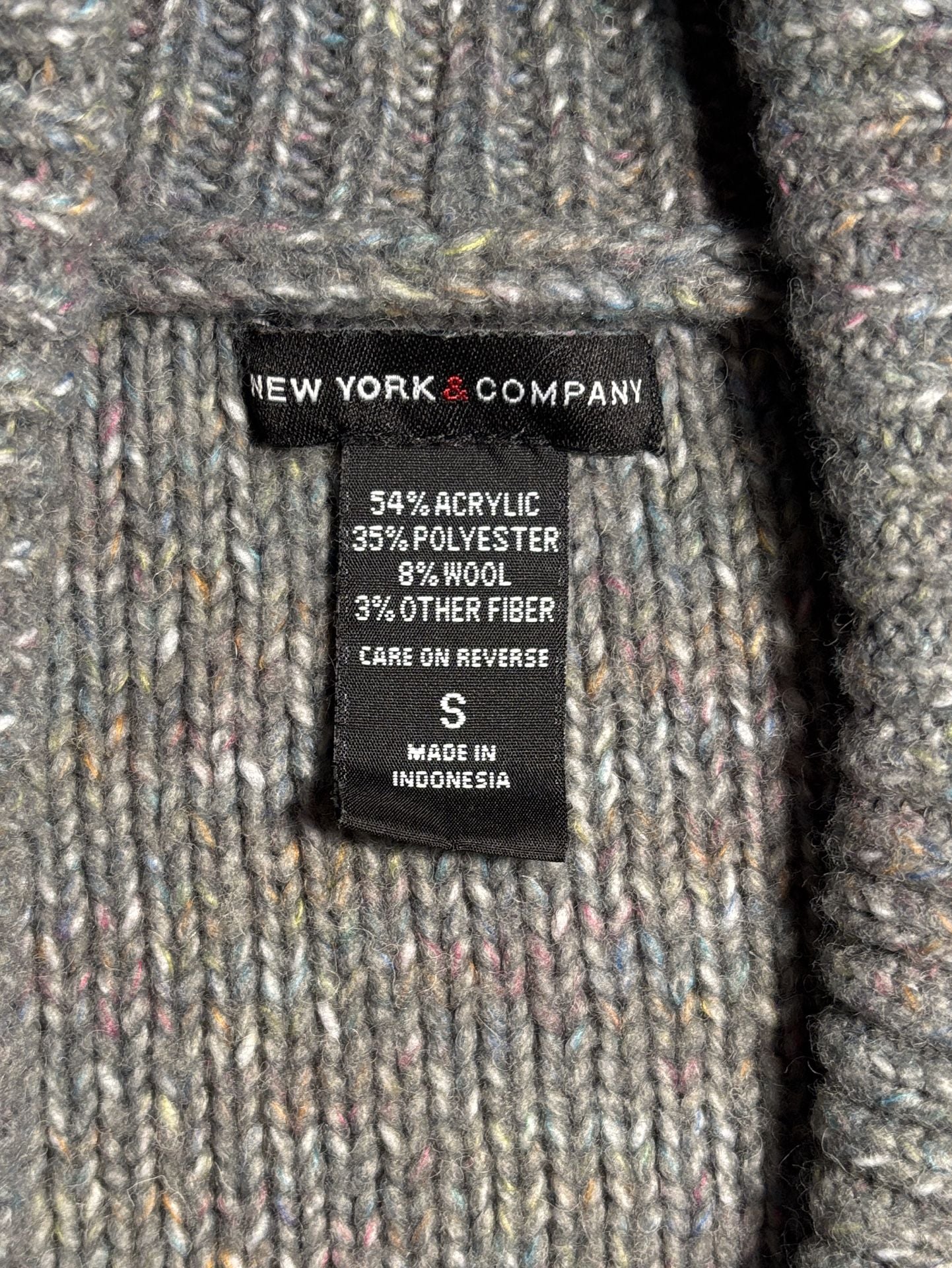 New York & Company Cardigan Sweater Size S Grey Cable Knit Shawl Collar 6