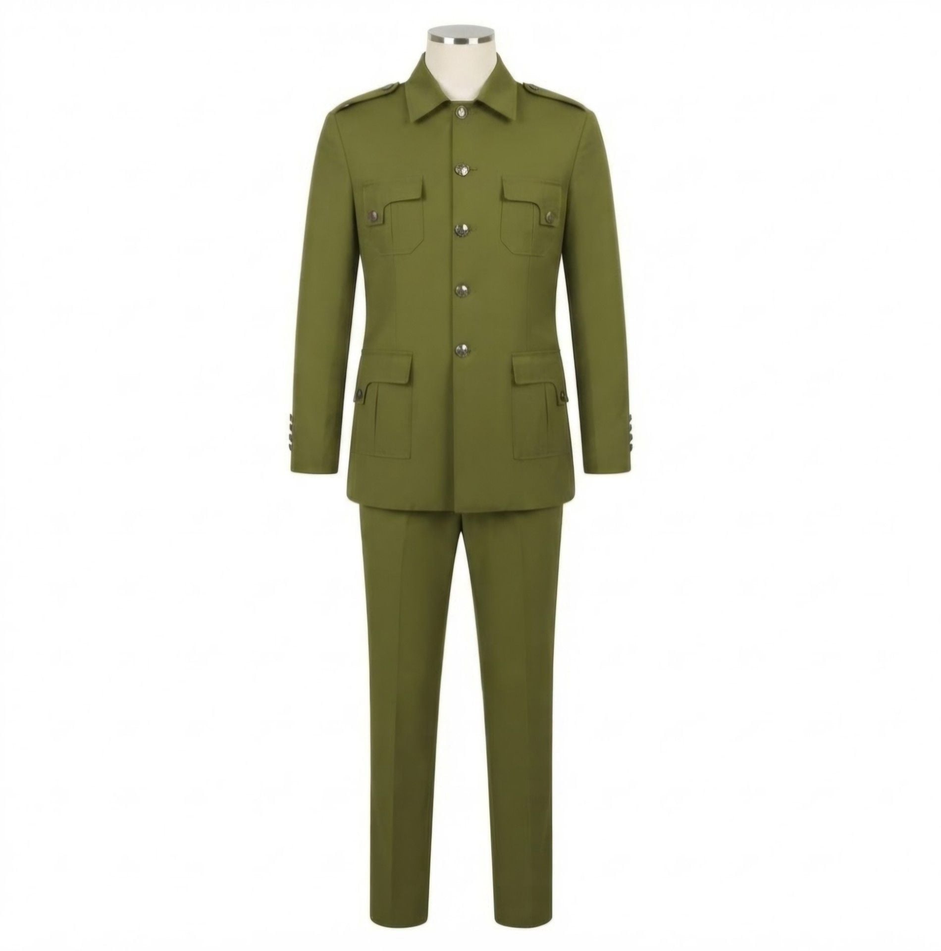 Military Style Suit Set Size M Green Jacket Pants 1