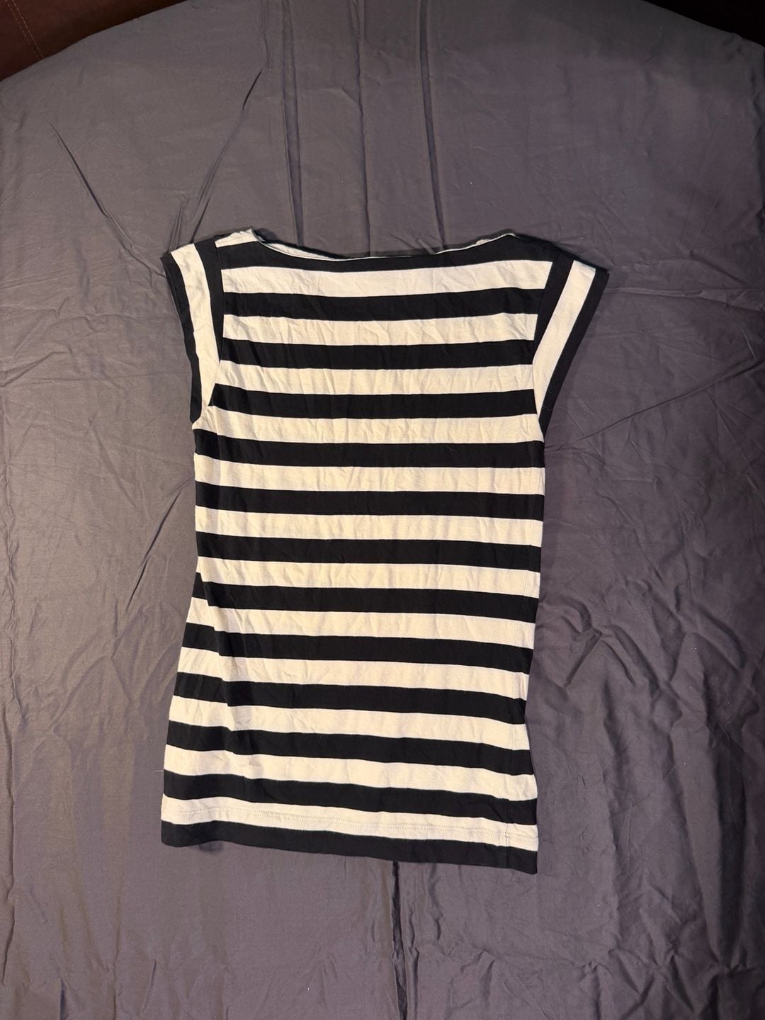 French Connection Striped Top Size M Black White 4