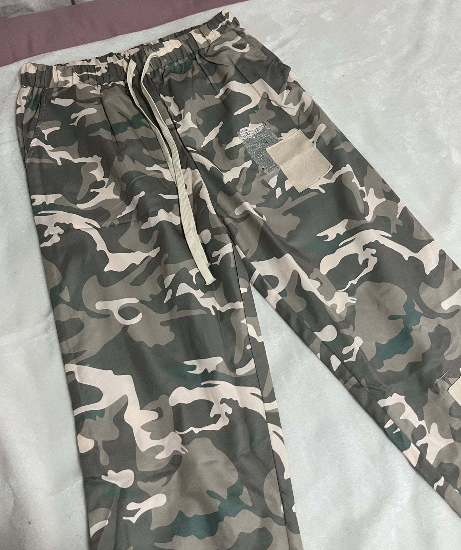 Unbranded Camouflage Lounge Pants Size XL Drawstring Sequin Patch 3