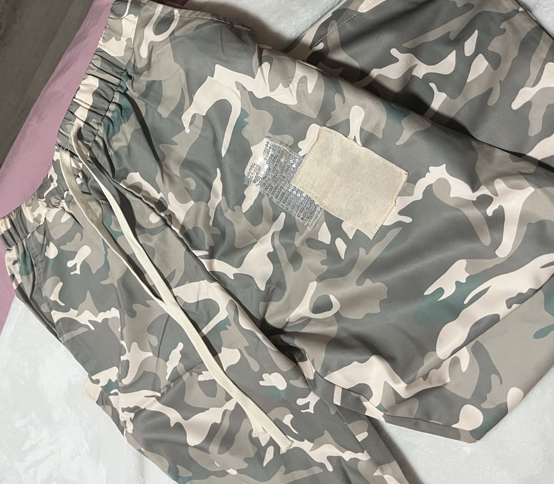 Unbranded Camouflage Lounge Pants Size XL Drawstring Sequin Patch 5