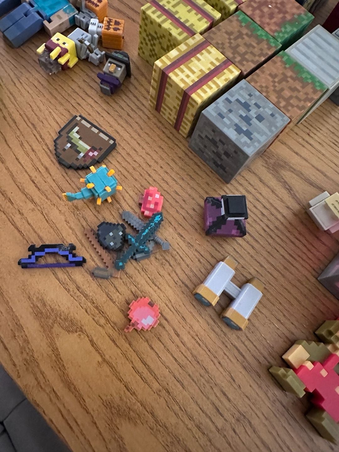 Minecraft Action Figures Lot Figures Blocks Animals Weapons Lot 6