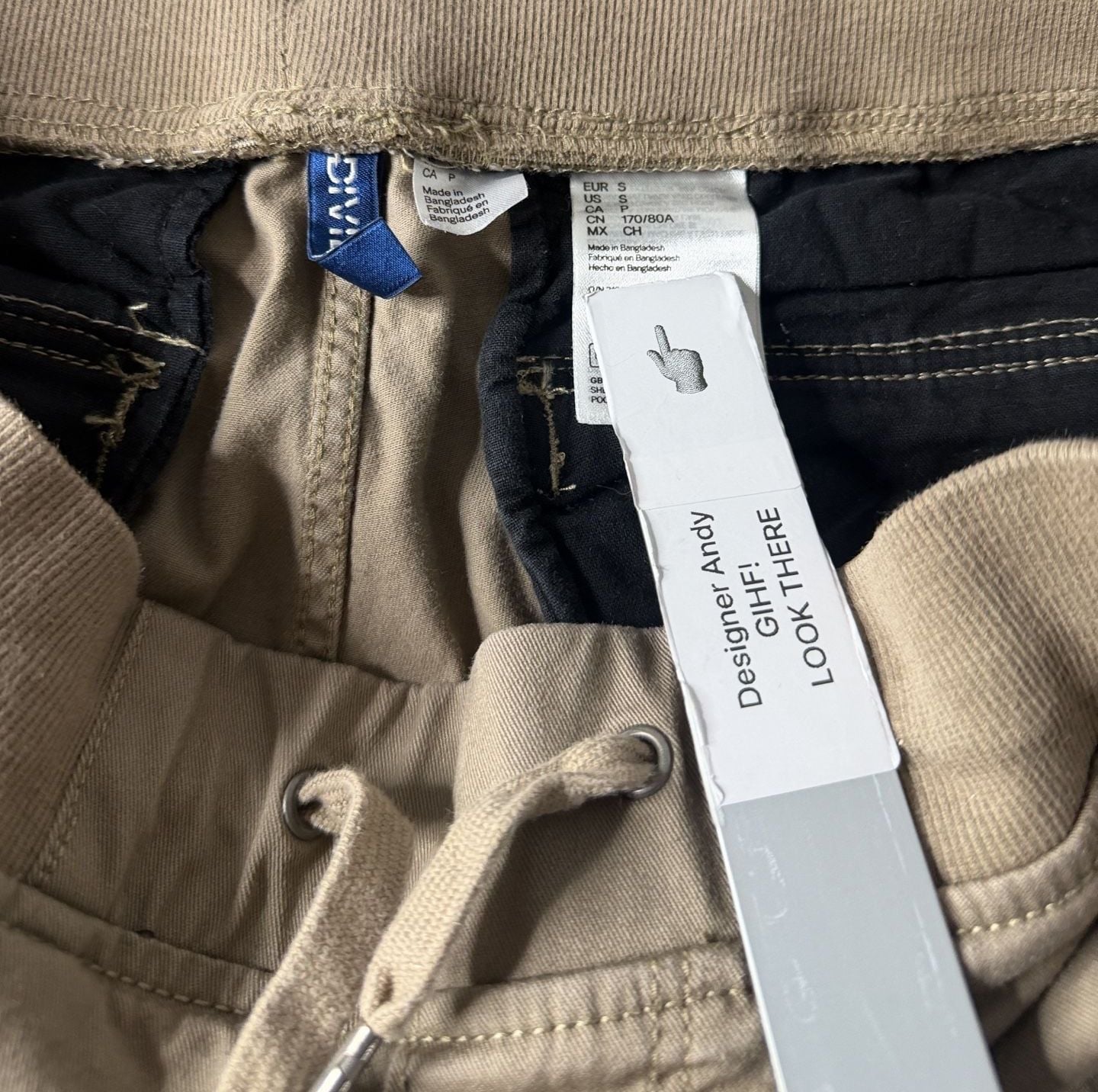 H&M Division Cargo Jogger Pants Size S Khaki Slim Cuffed 7