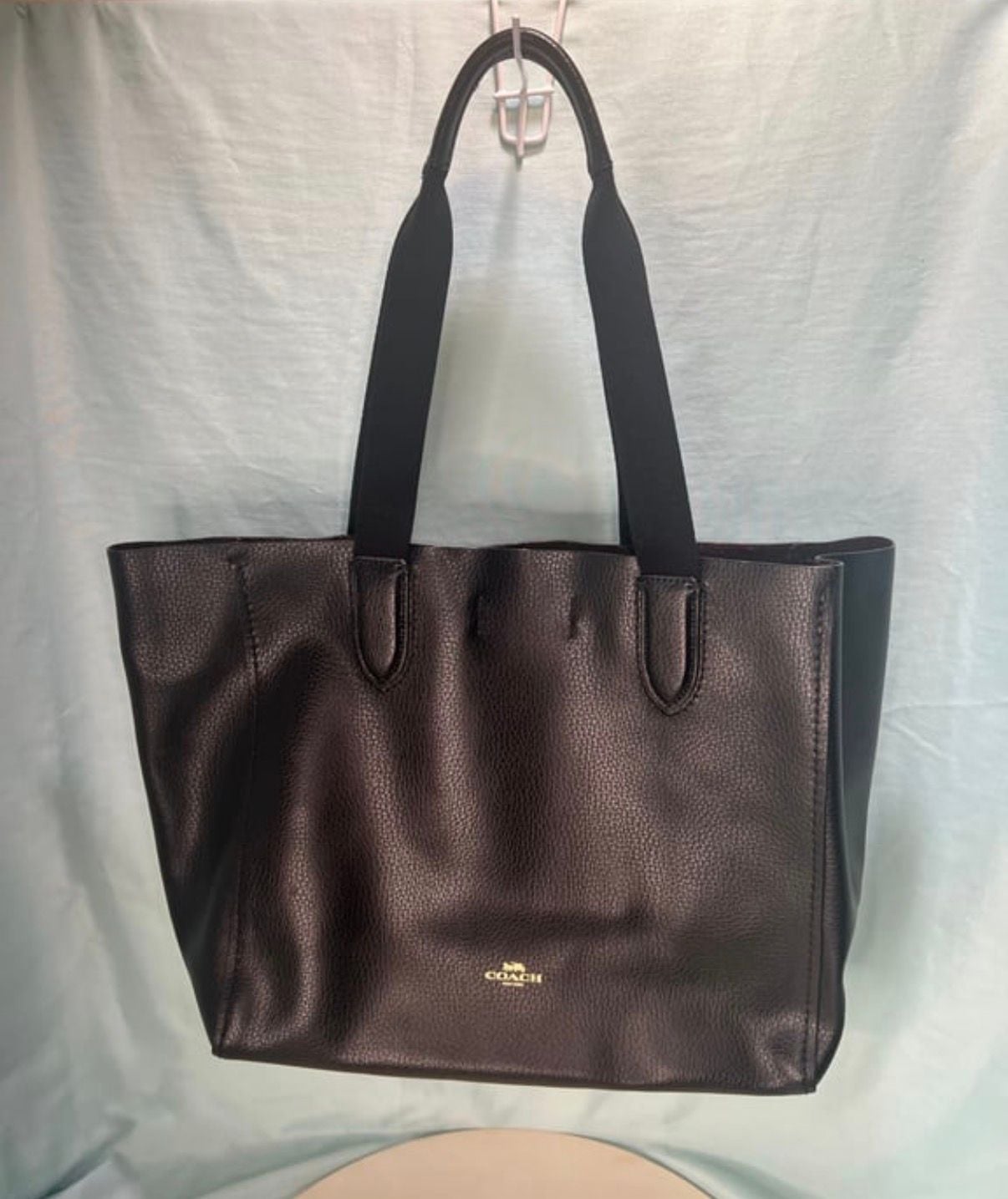 Coach Black Pebbled Leather Tote Bag 2