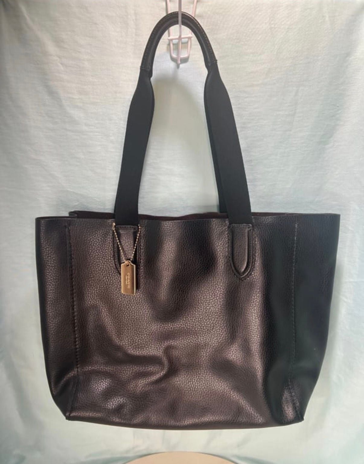 Coach Black Pebbled Leather Tote Bag 4