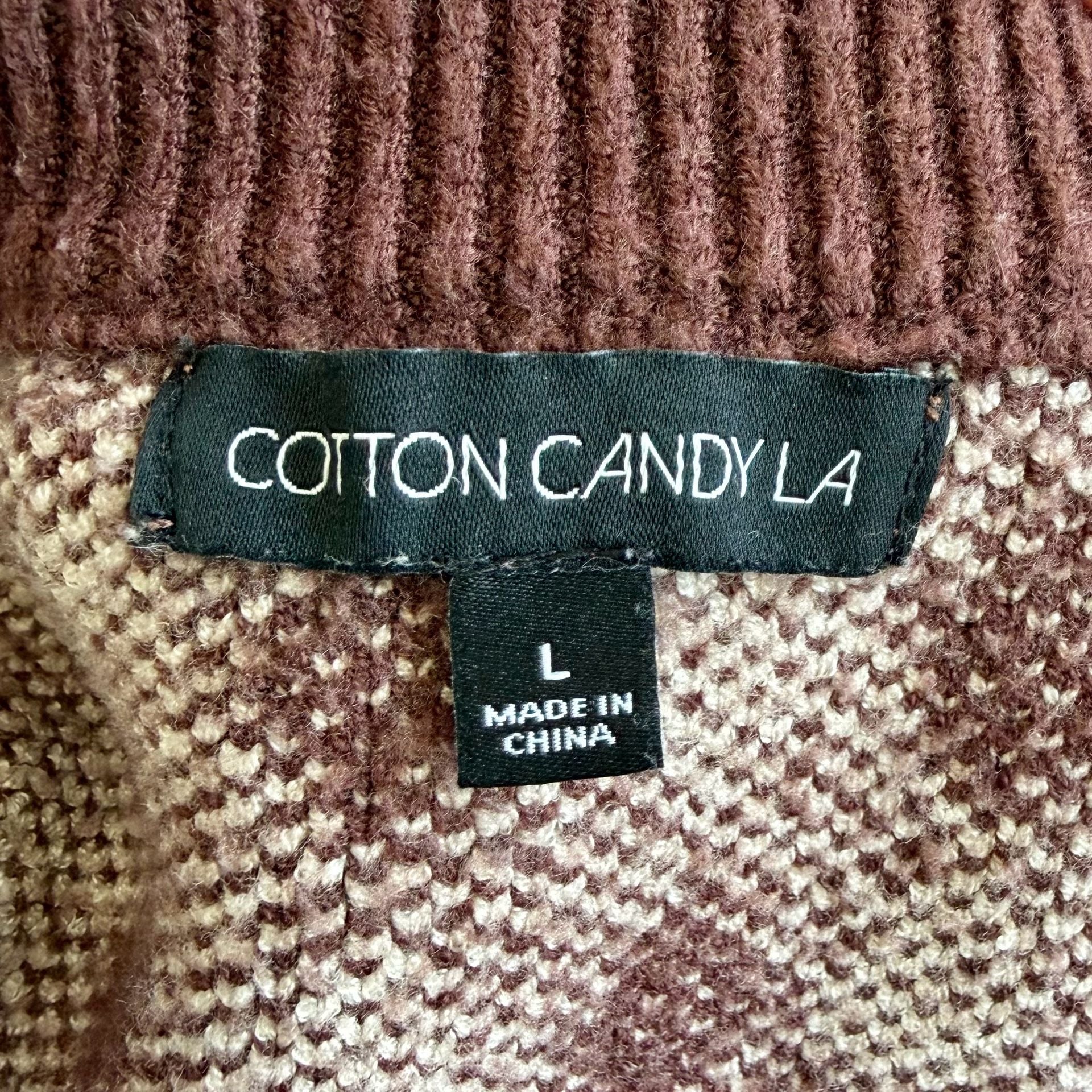 Cotton Candy LA Women’s Cardigan Sweater Brown Argyle Cropped Size Large 3