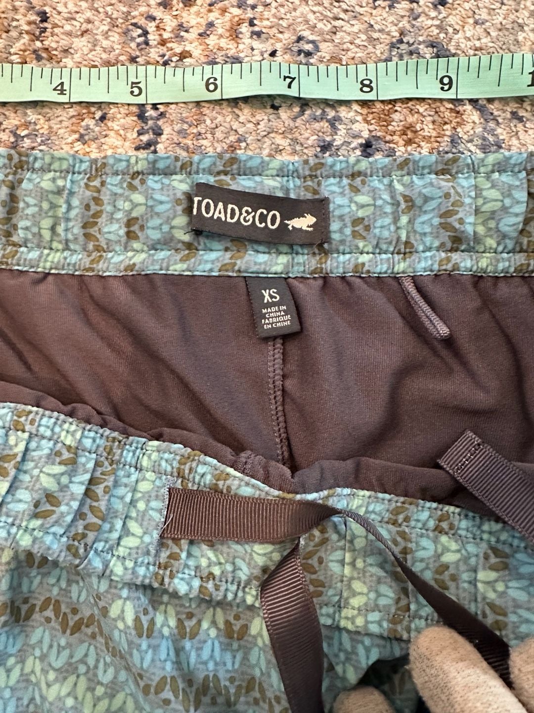 Toad&Co Patterned Drawstring Skirt Size S Blue Green 3