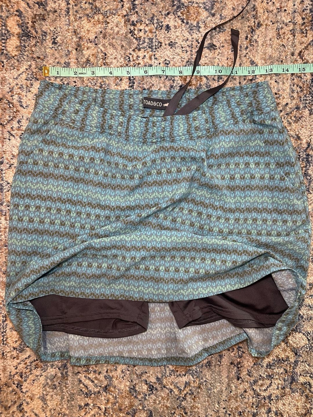 Toad&Co Patterned Drawstring Skirt Size S Blue Green 4
