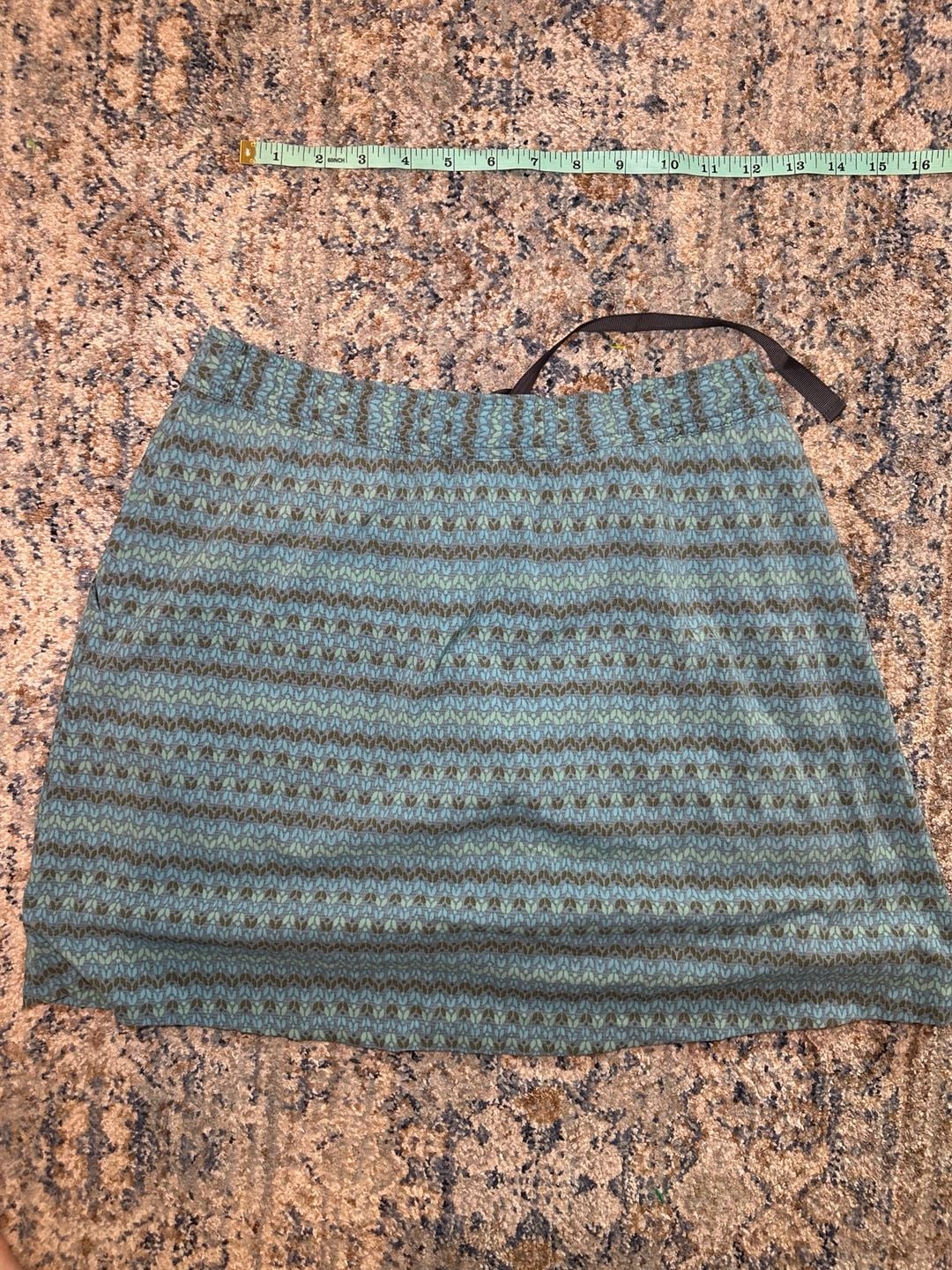 Toad&Co Patterned Drawstring Skirt Size S Blue Green 5