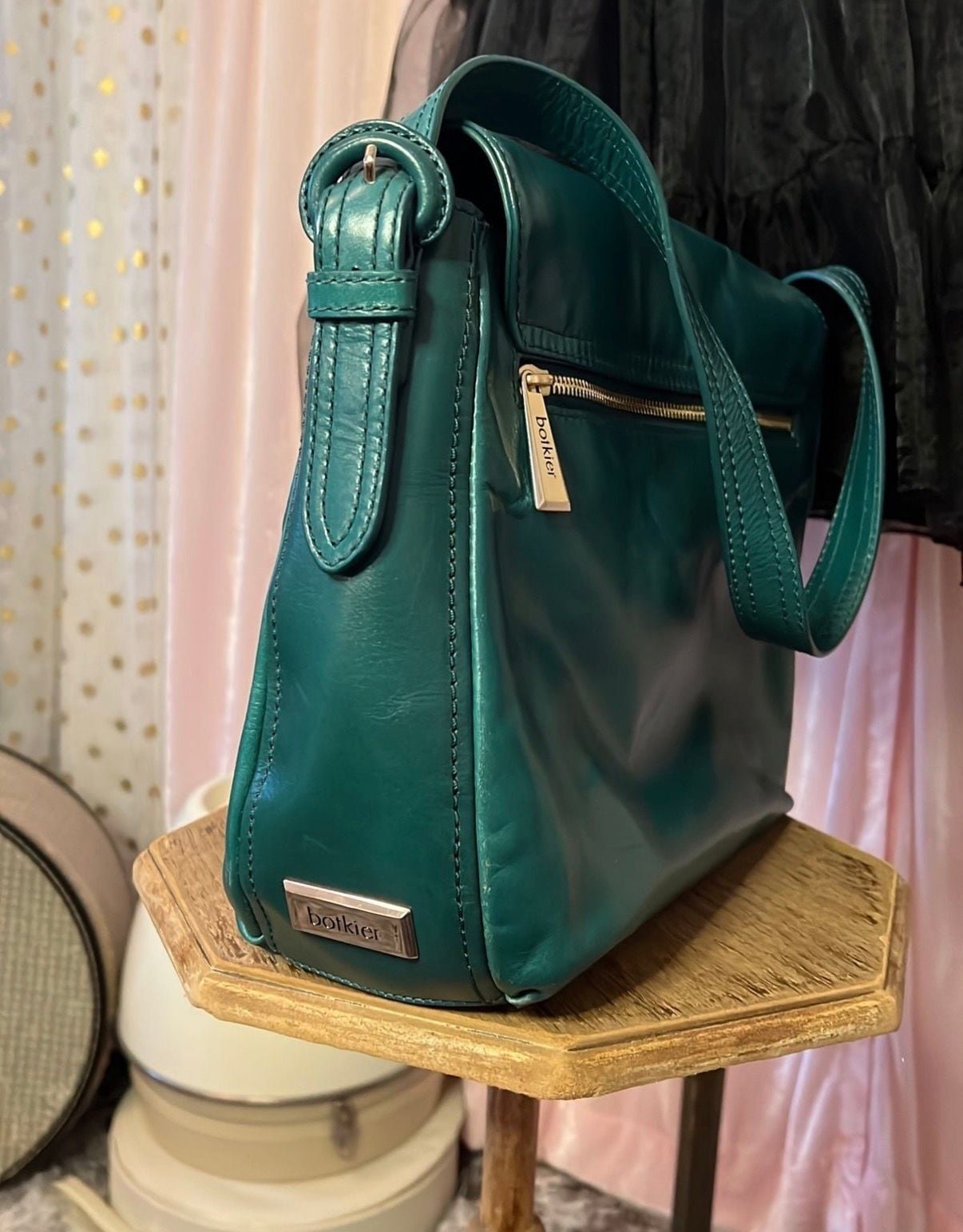 Botkier Green Leather Shoulder Bag Crossbody 3